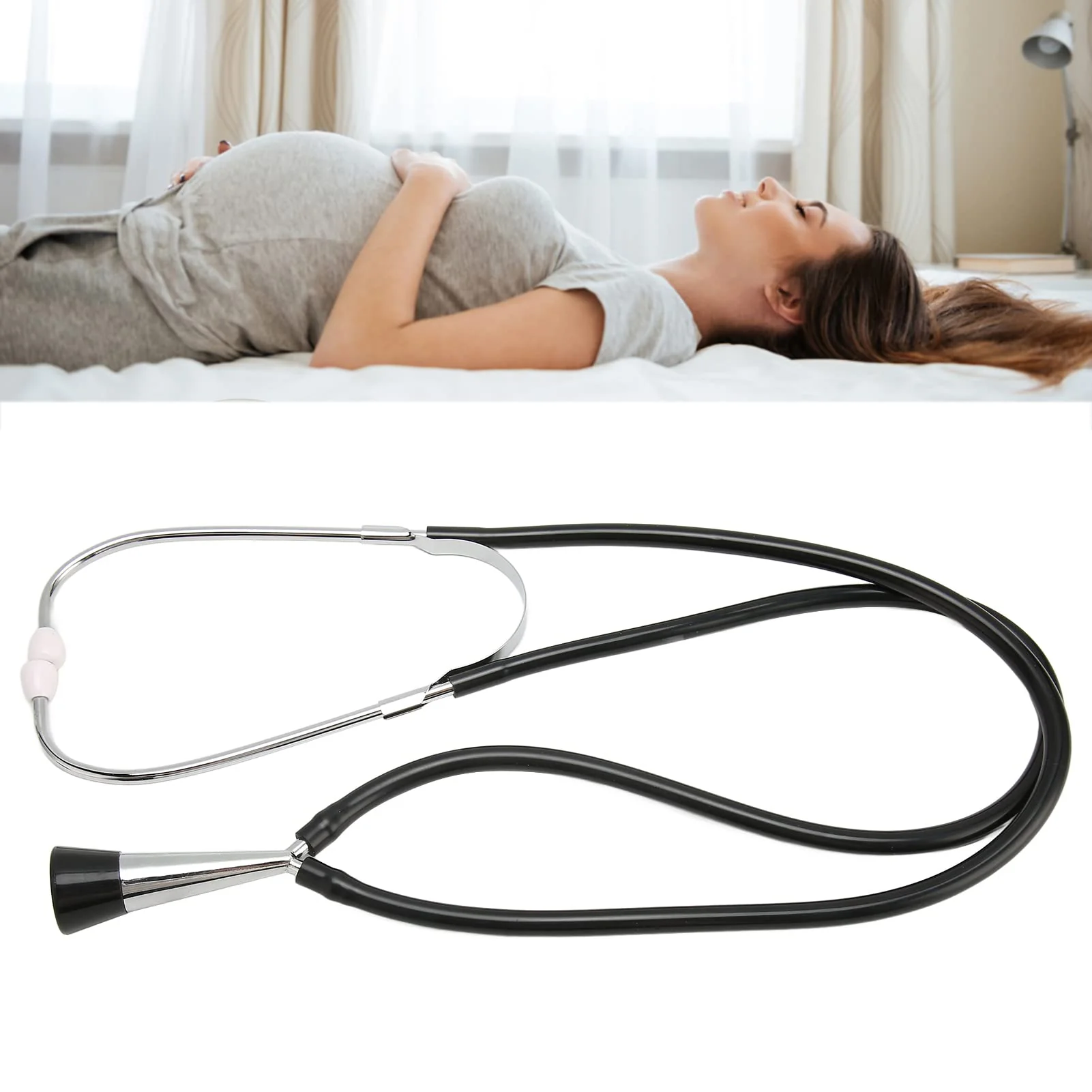 Fetal Stethoscope for Baby Heartbeat Detection, Soft Fetal Monitoring Heart Stethoscope Made of Aluminium Alloy, Black for Pregnant Women - Image 5
