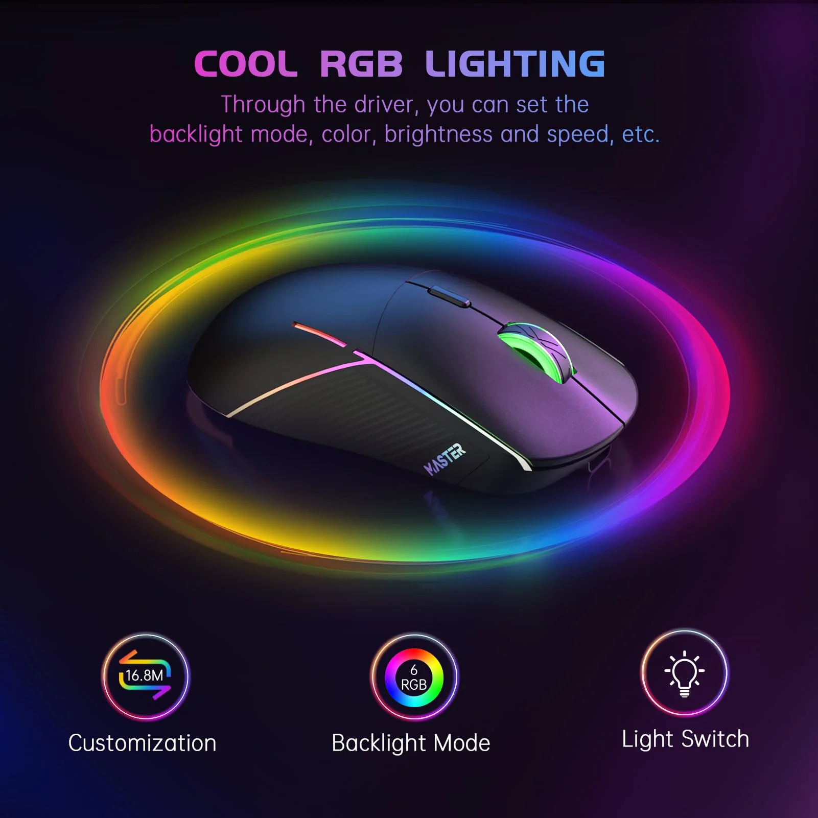 FFJ Wireless Gaming Mouse, 24000 DPI, Tri-Mode 2.4G/USB-C/Bluetooth 5.3 Gaming Mouse Wireless, RGB Programmable Mouse Gamer, 75Hrs Battery Life, Rechargeable Gaming Mice for PC, Mac, PS5, Xbox-Black Black - Image 6