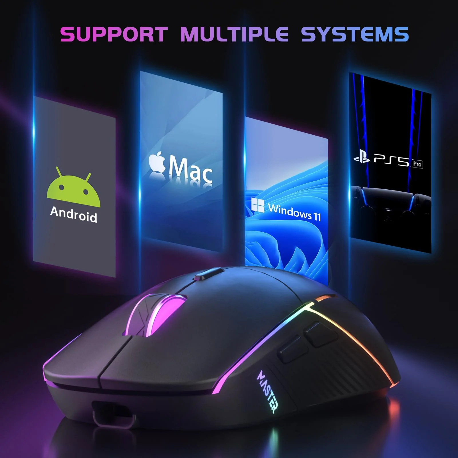 FFJ Wireless Gaming Mouse, 24000 DPI, Tri-Mode 2.4G/USB-C/Bluetooth 5.3 Gaming Mouse Wireless, RGB Programmable Mouse Gamer, 75Hrs Battery Life, Rechargeable Gaming Mice for PC, Mac, PS5, Xbox-Black Black - Image 9