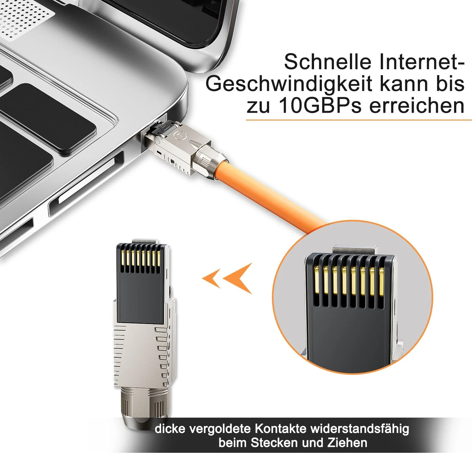 FGB 10 Gbps RJ45 CAT7 Network Plug Lan Connector LSA Shielded RJ45 Connector Toolless for Installation Cable 600 MHz for Patch Cable Installation Cable CAT7 CAT6A, Pack of 4 4 Stück - Image 3