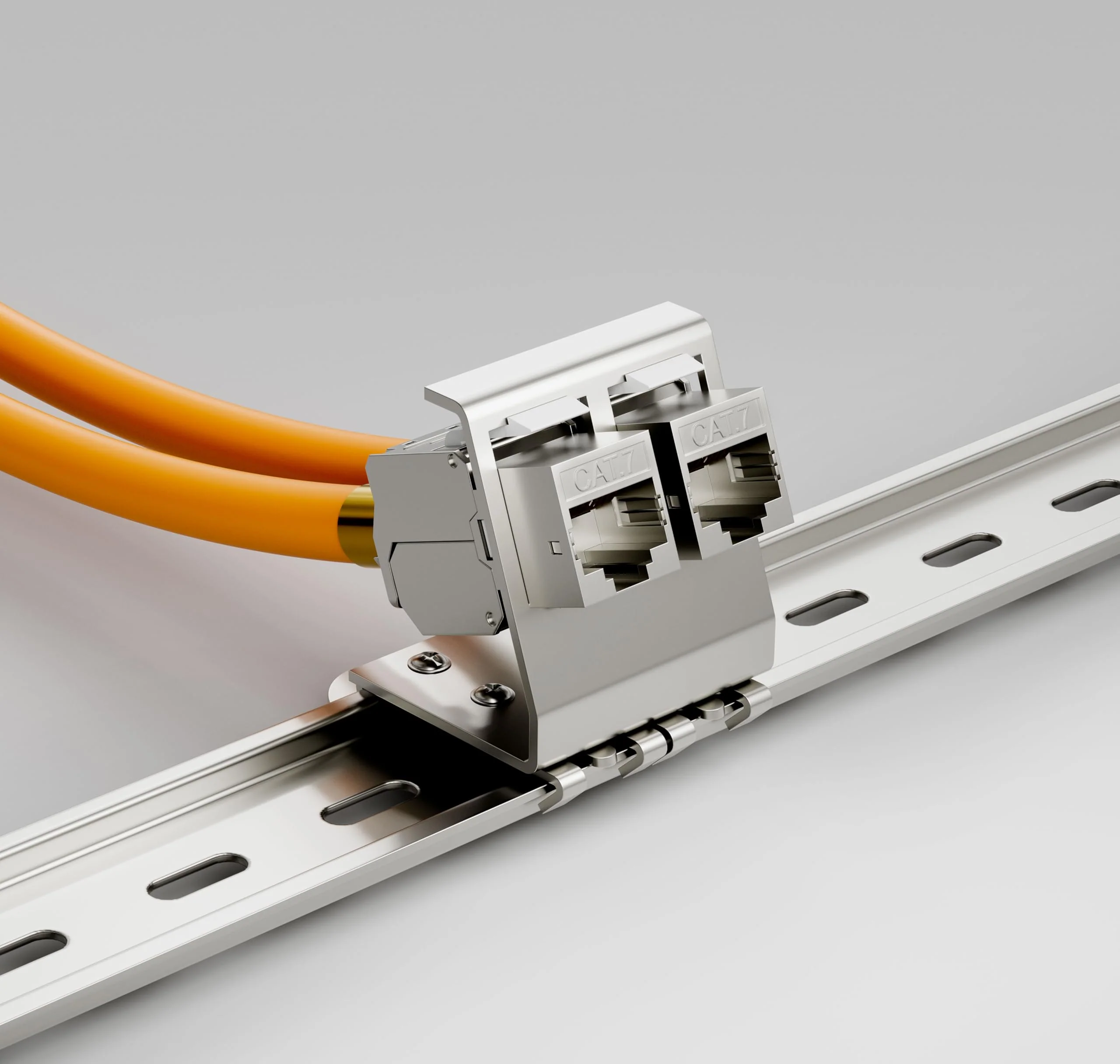 FGB 10Gbps 2x CAT 7 Keystone Jack Module with 1x 2-Port DIN Rail Adapter - Tool-Free LSA - Metal STP Shielding RJ45 Socket Snap-in Mounting for 35 mm DIN Rails - Ethernet LAN Network Switch 2 port-2x keystone + 1x holder - Image 2