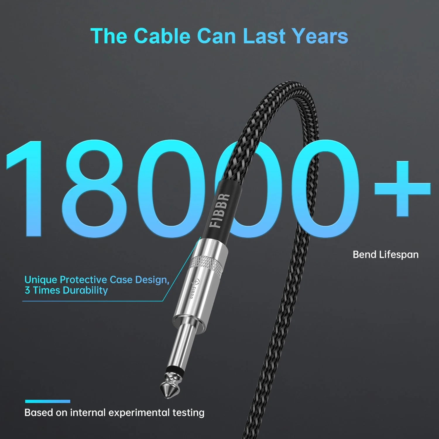 FIBBR Guitar Cable(10ft), Right Angle 1/4 Instrument Cable for Electric Guitar, Bass Guitar, Electric Mandolin, Pro Audio 10ft - Image 5