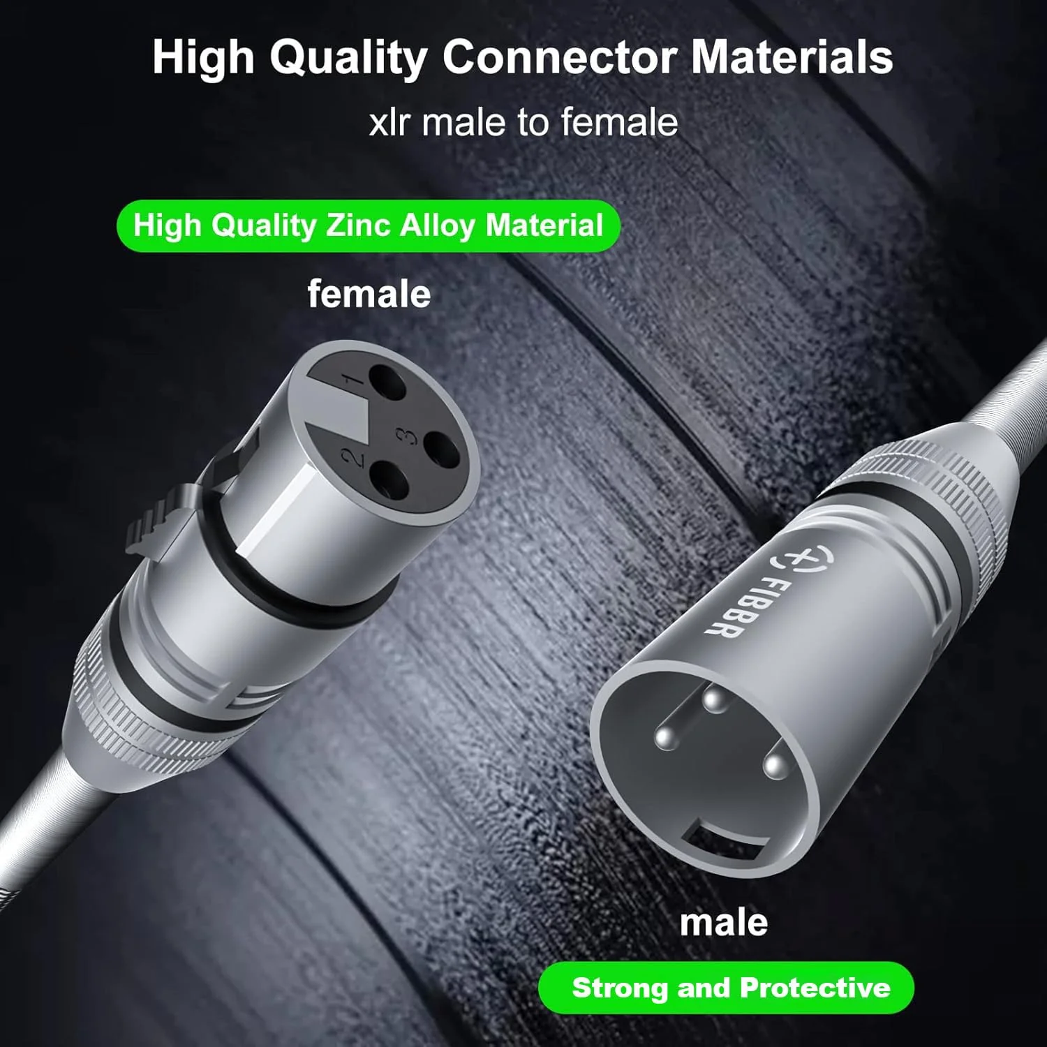 FIBBR XLR Cable 25ft-2 Pack, Microphone Cable Nylon Braided XLR Male to Female Heavy Duty Balanced Microphone Cord Compatible with Preamps/Speaker Systems and More 8m/25ft 2PCS - Image 4