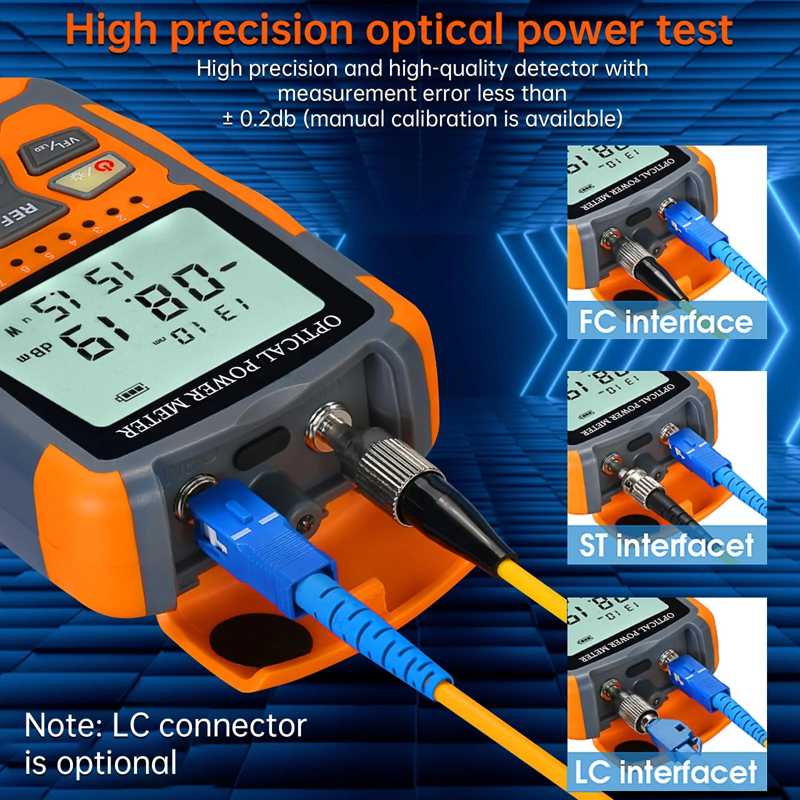 Fiber Optic Tester Portable Fiber Light Power Meter SC/FC/ST Universal Interface Fiber Tester Built-in 10Km Visual Fault Locator (OPM&VFL) with FC to LC Adapter 1 - Image 2