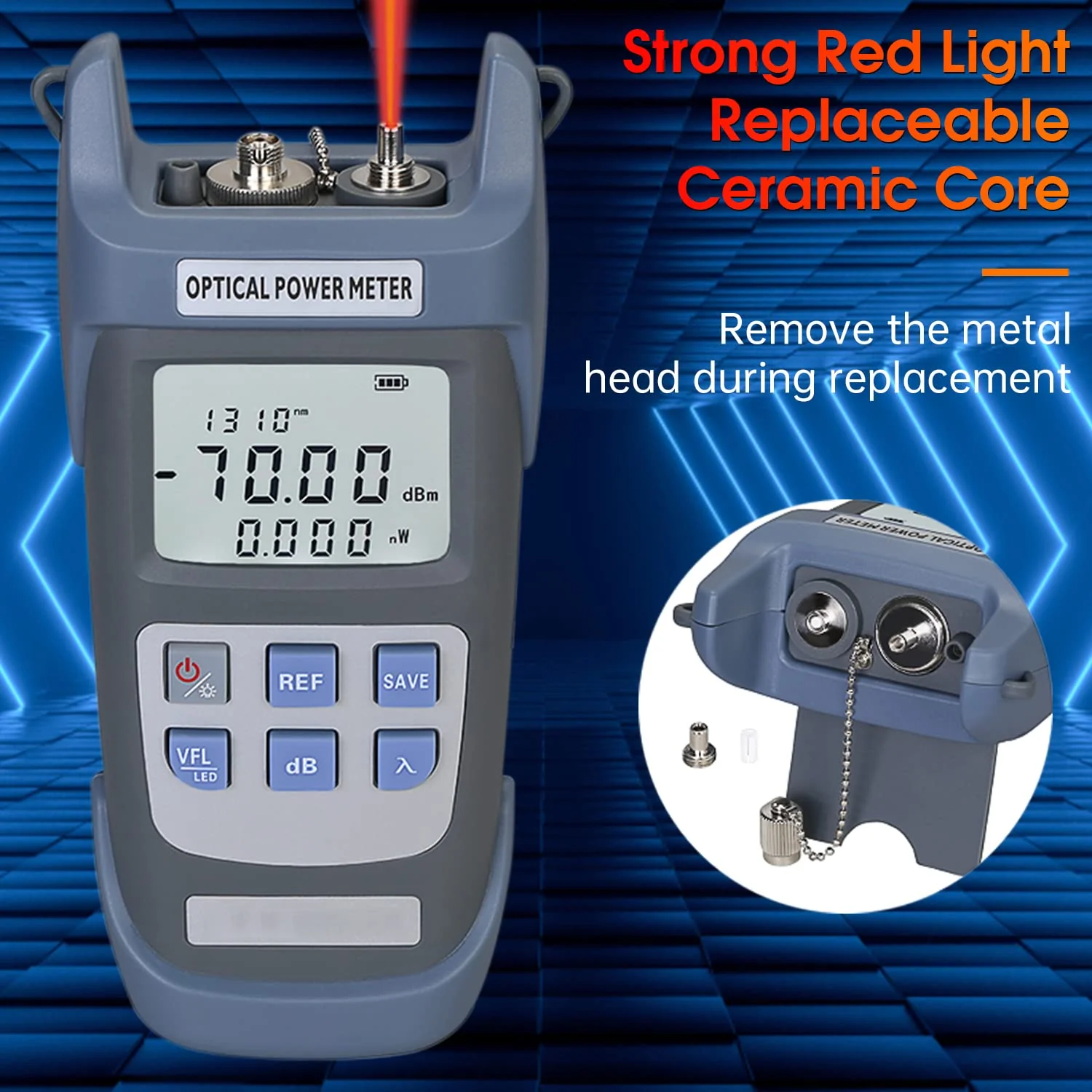 Fiber Optical Power Meter with 10Km Light Source SC FC Connector, -70~10dBm, 10 Optic Wave Length, Optic Test Equipment for CCTV Communication Engineering - Image 4