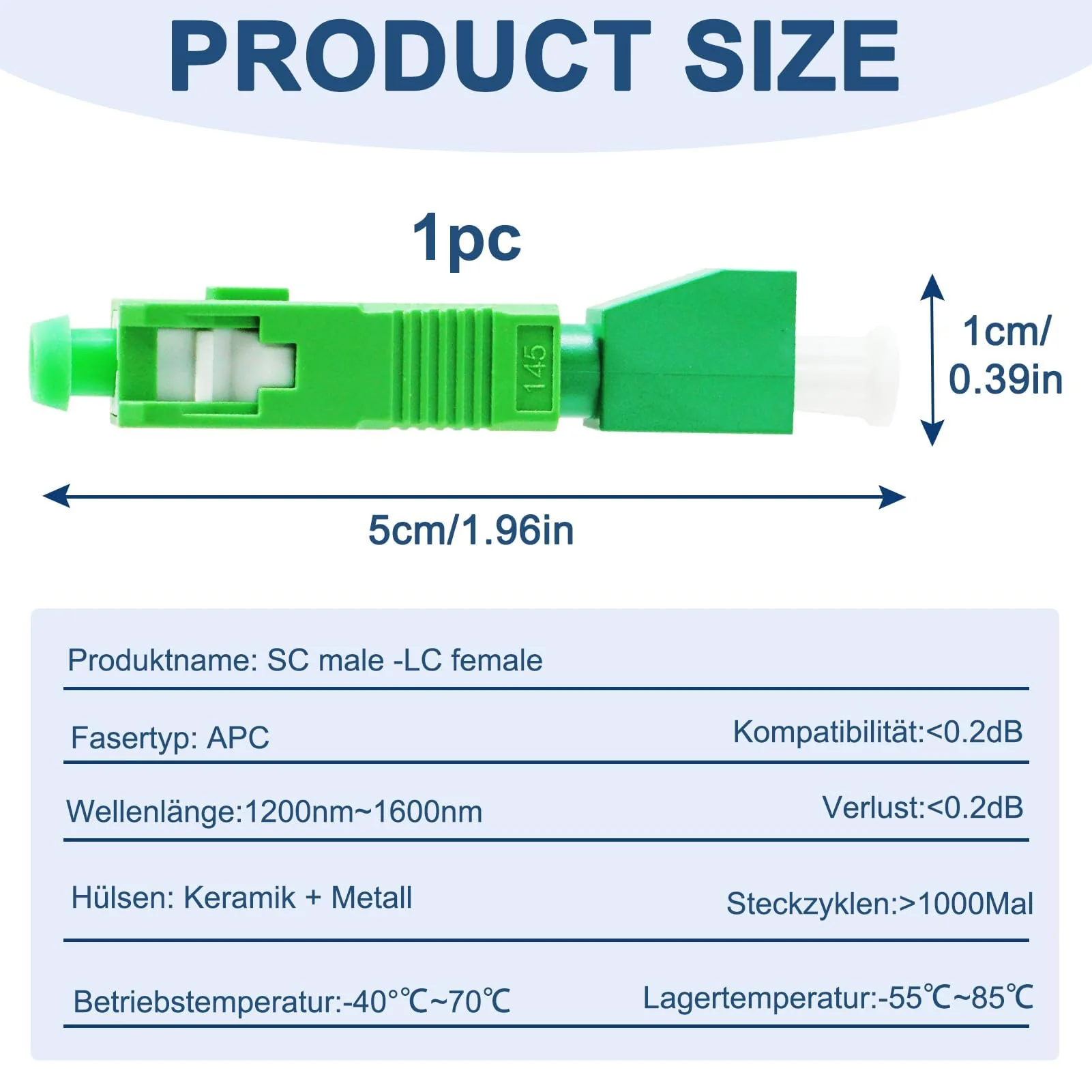 Fibre Optic Adapter LC/APC to SC/APC, Fibre Optic Coupling Singlemode Simplex 9/125µm, Hybrid Fibre Extension Cable Converter for Reliable Interface Conversion, OTDR, VFL etc. - Image 2