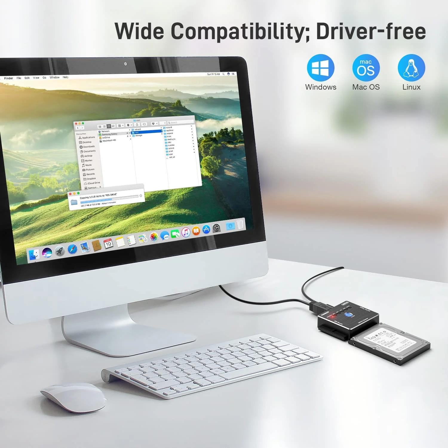 FIDECO SATA/IDE to USB 3.0 Adapter, Hard Drive Adapter Cable for Universal 2.5/3.5 Inch IDE/SATA External HDD SSD, 5.25-Inch DVD-ROM/CD-ROM/CD-RW, Offline One Touch Clone, Support 16TB (Cable PL06) SATA/IDE Cable PL06 - Image 4