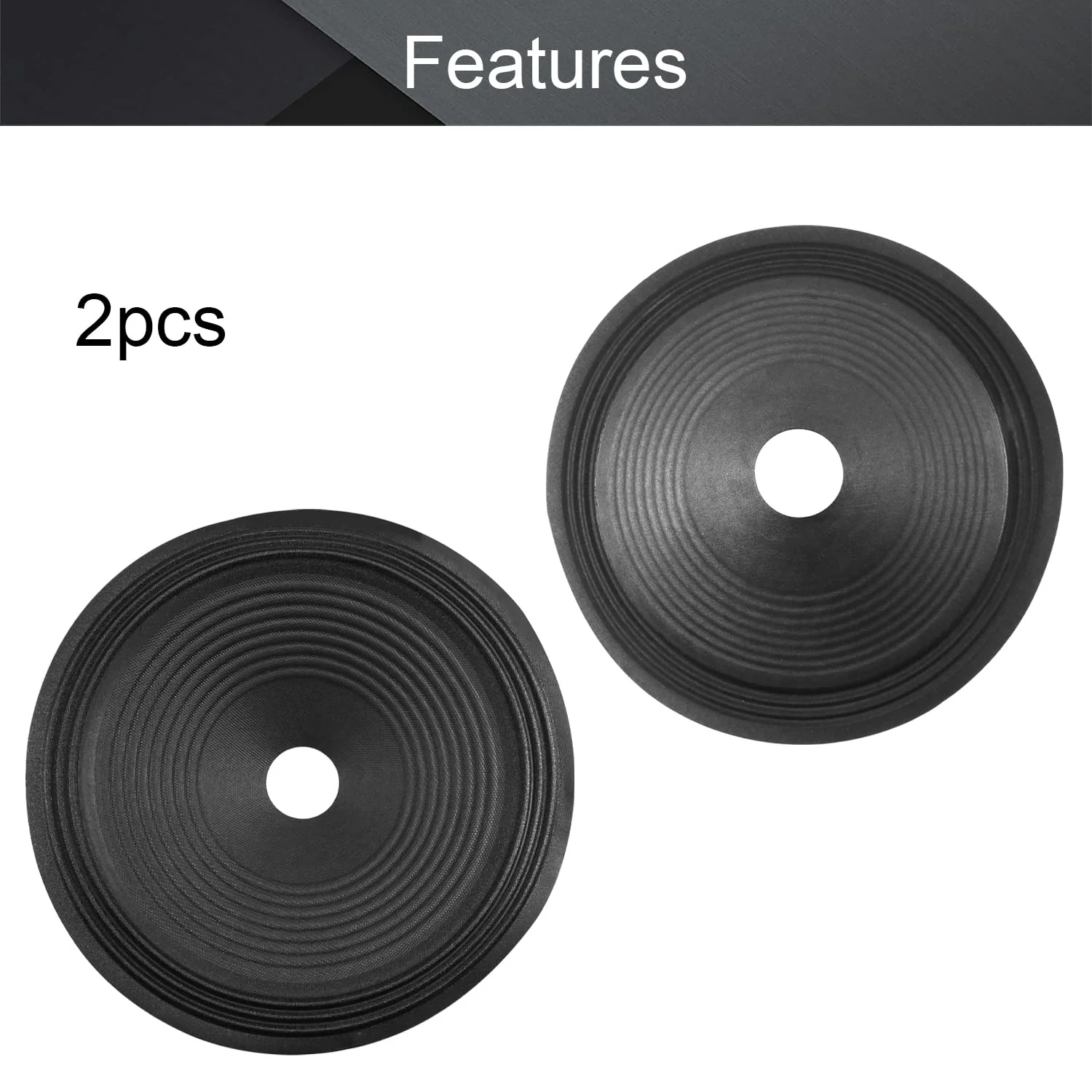 Fielect 10 inches Paper Speaker Cone Subwoofer Cones Drum Paper 1.4 inches Inner Diameter 9.6 inches Outside Diameter with Rubber Surround 2Pcs 10" 35.5mm 245mm 2Pcs - Image 4