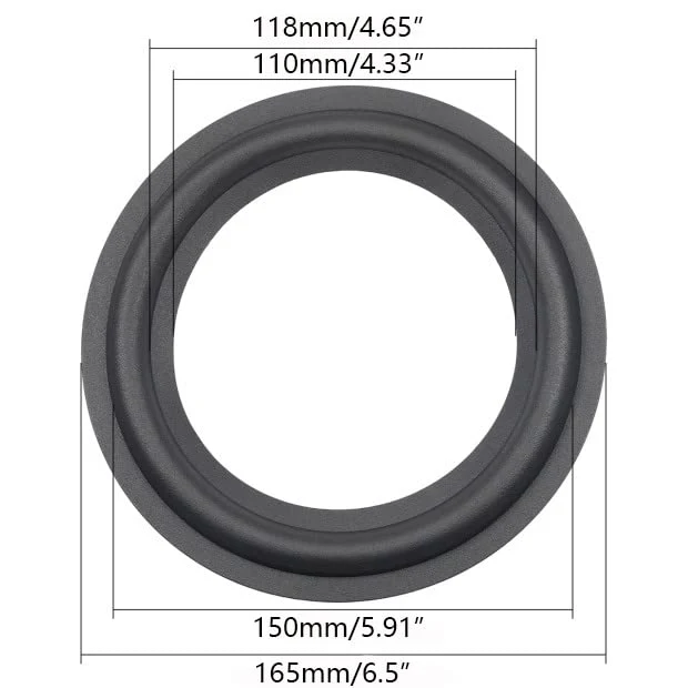 Fielect 2Pcs 6.5inch Foam Speaker Edge Subwoofer Surround Rings Edge Replacement Kit for Speaker Repair or DIY Black 6.5inch /165mm - Image 2