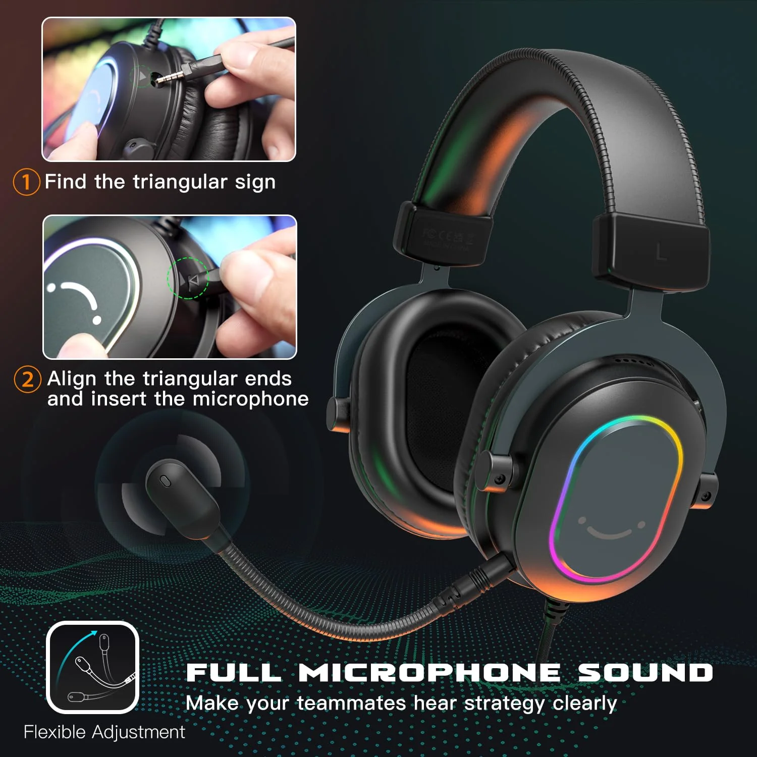 FIFINE Gaming Headset for PC-Wired Headphones with Microphone-7.1 Surround Sound Computer USB Headset for Laptop, Streaming Headphones on PS4/PS5, with EQ Mode, RGB, Soft Ear Pads - AmpliGame H6 Black - Image 4