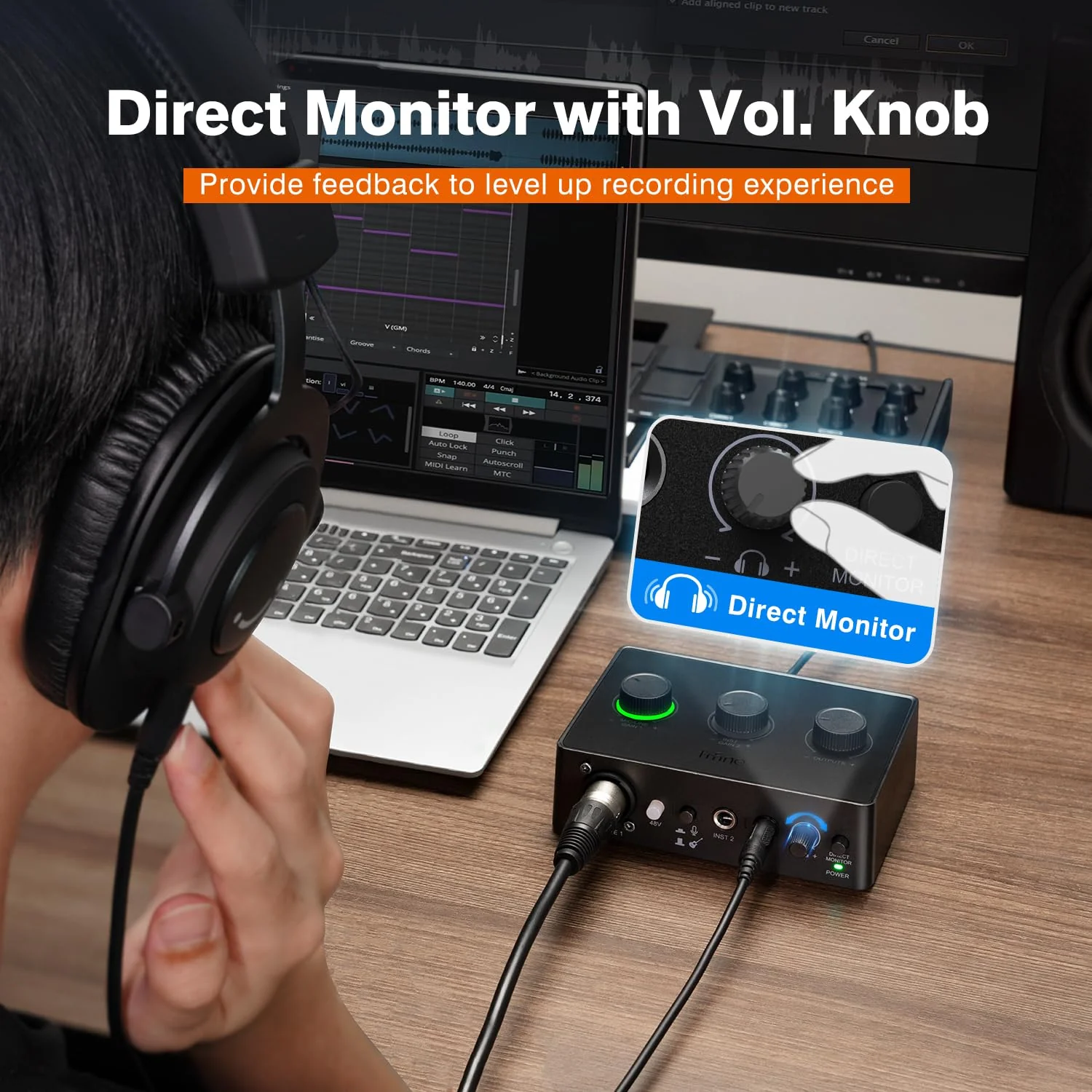 FIFINE PC Audio Mixer for Recording Music, USB Interface for Streaming and Podcasting with XLR, Monitor, 48V Phantom Power, Gain Knob, for Instrument Guitar/Video Content Creation/Vocal-Ampli 1 - Image 4
