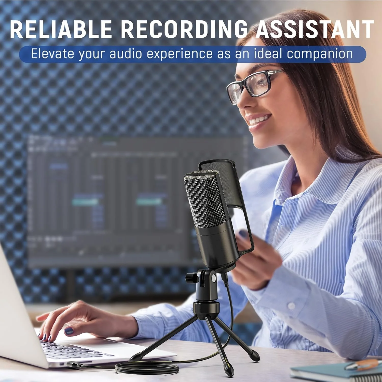 FIFINE Podcast Recording Microphone, PC USB Condenser Microphone for Streaming Vocal Music, Computer Desktop Mic with Mute Button for Windows/Mac OS-K669PRO1 - Image 7