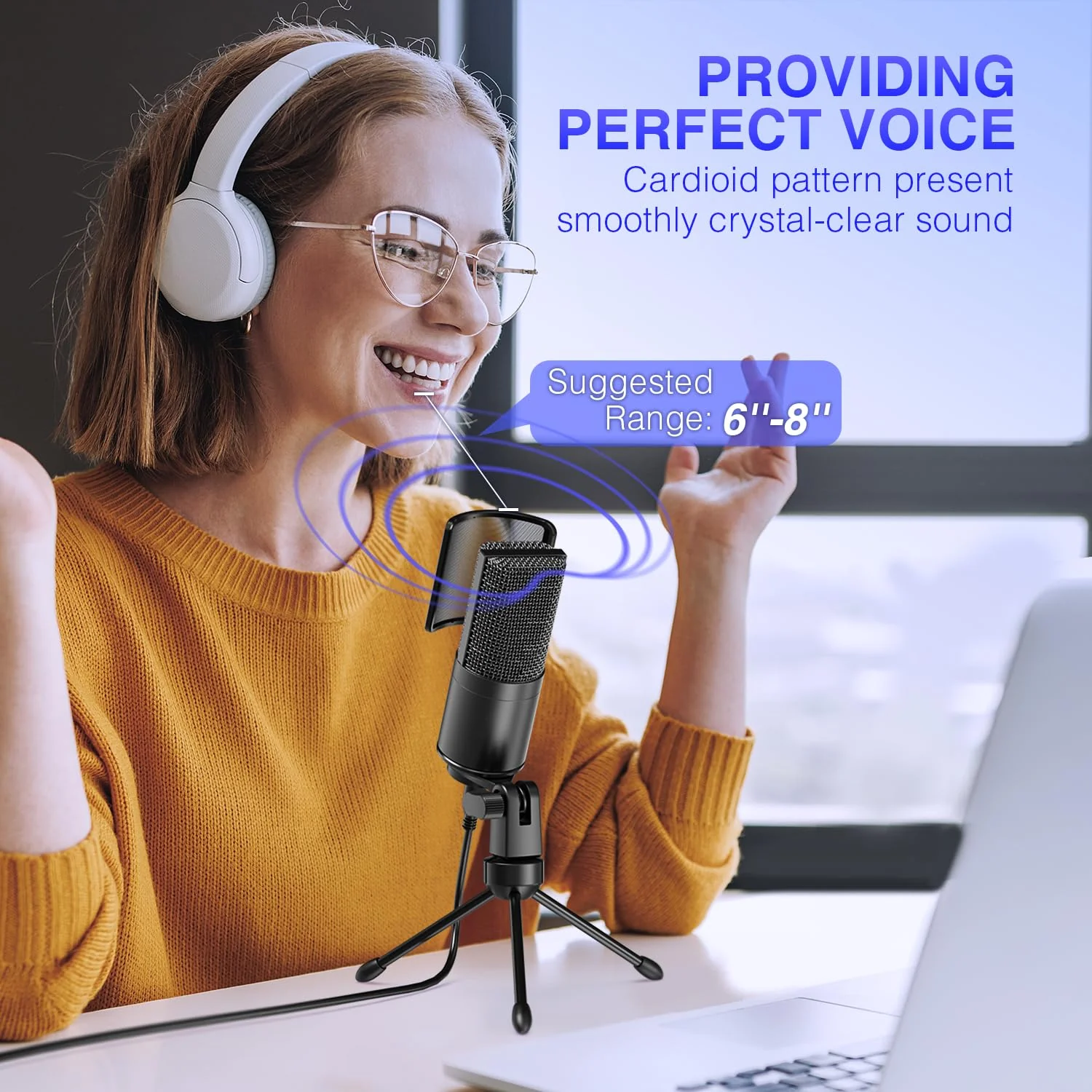 FIFINE Podcast Recording Microphone, PC USB Condenser Microphone for Streaming Vocal Music, Computer Desktop Mic with Mute Button for Windows/Mac OS-K669PRO1 - Image 8