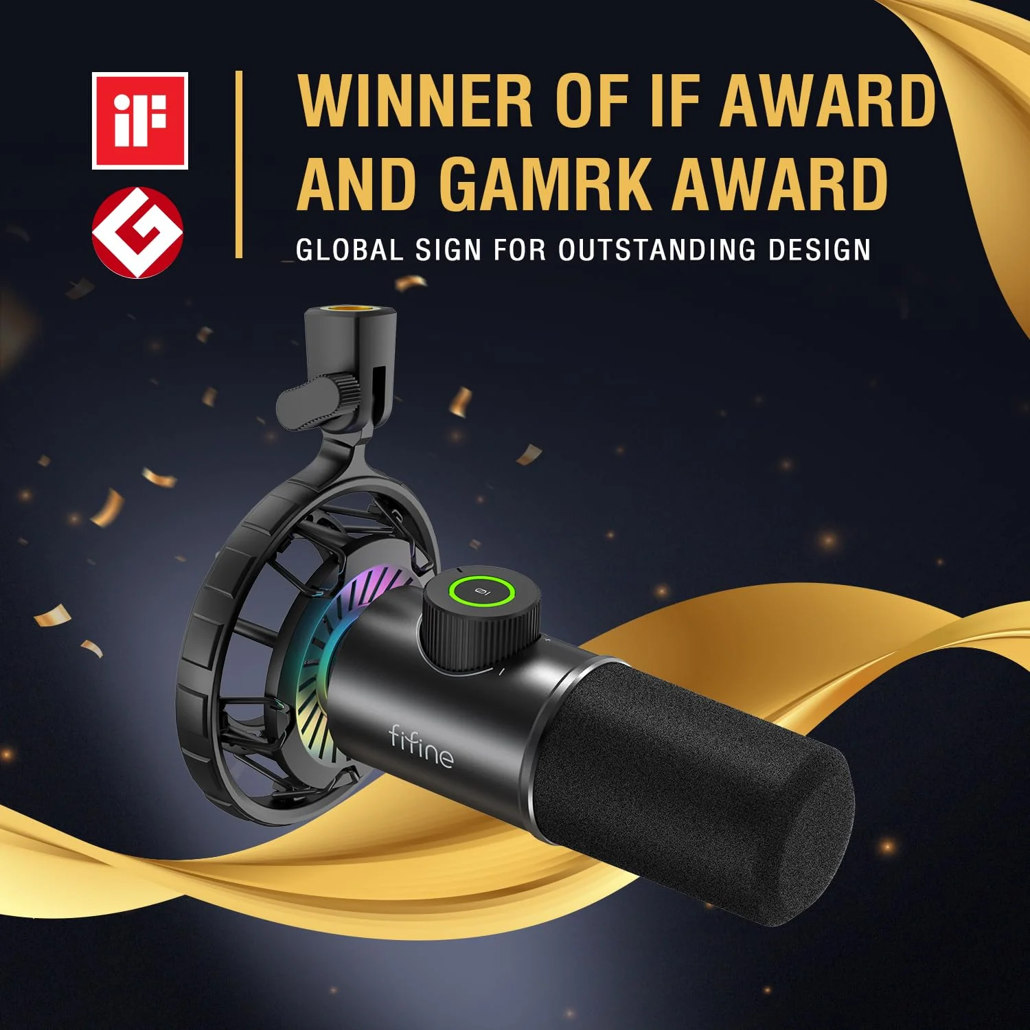 FIFINE USB Gaming Microphone, RGB Dynamic Mic for PC, with Tap-to-Mute Button, Plug & Play Cardioid Mic with Headphone Jack for Streaming, Podcast, Twitch, YouTube, Discord- K658 - Image 2