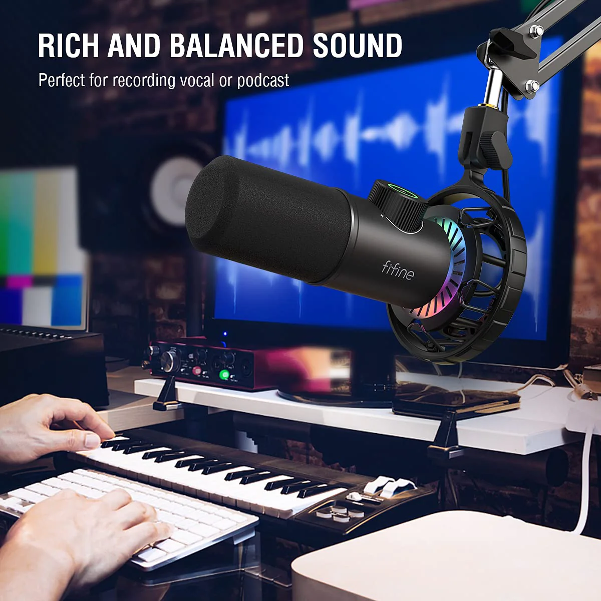 FIFINE USB Gaming Microphone, RGB Dynamic Mic for PC, with Tap-to-Mute Button, Plug & Play Cardioid Mic with Headphone Jack for Streaming, Podcast, Twitch, YouTube, Discord- K658 - Image 9