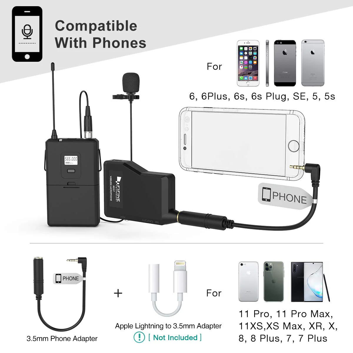 FIFINE Wireless Microphone System, Wireless Microphone set with Headset and Lavalier Lapel Mics, Beltpack Transmitter and Receiver,Ideal for Teaching, Preaching and Public Speaking Applications-K037B - Image 5