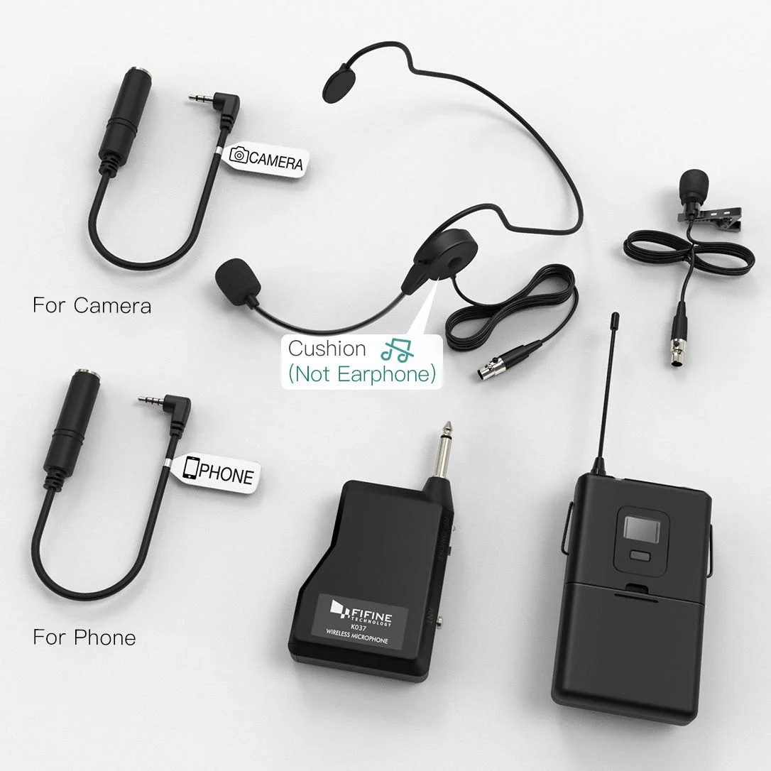 FIFINE Wireless Microphone System, Wireless Microphone set with Headset and Lavalier Lapel Mics, Beltpack Transmitter and Receiver,Ideal for Teaching, Preaching and Public Speaking Applications-K037B - Image 7