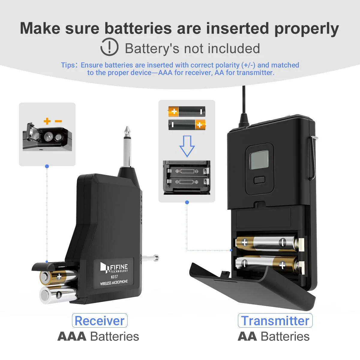 FIFINE Wireless Microphone System, Wireless Microphone set with Headset and Lavalier Lapel Mics, Beltpack Transmitter and Receiver,Ideal for Teaching, Preaching and Public Speaking Applications-K037B - Image 8