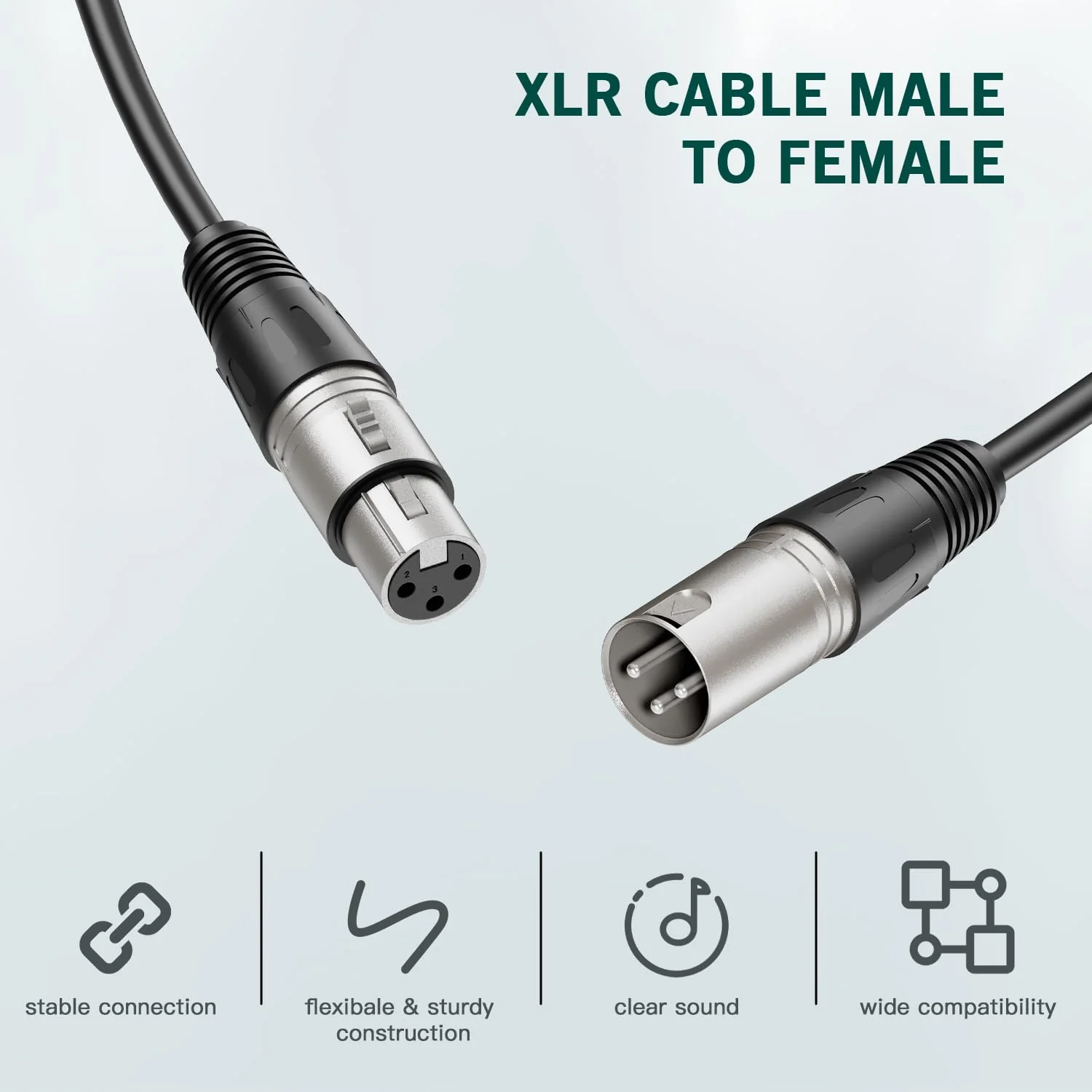 FIFINE XLR Cable, 10ft Cable with Balanced 3 PIN, XLR Male to Female Mic Audio Cord, XLR Speaker Cable, Mic Wire, Compatible with XLR Microphone for Recording Podcast Streaming, Black-L9 - Image 2