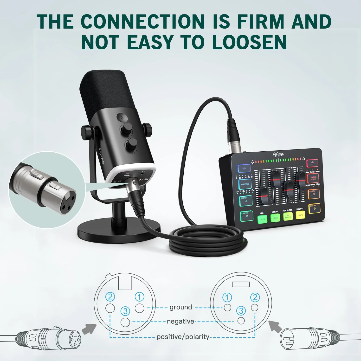 FIFINE XLR Cable, 10ft Cable with Balanced 3 PIN, XLR Male to Female Mic Audio Cord, XLR Speaker Cable, Mic Wire, Compatible with XLR Microphone for Recording Podcast Streaming, Black-L9 - Image 3