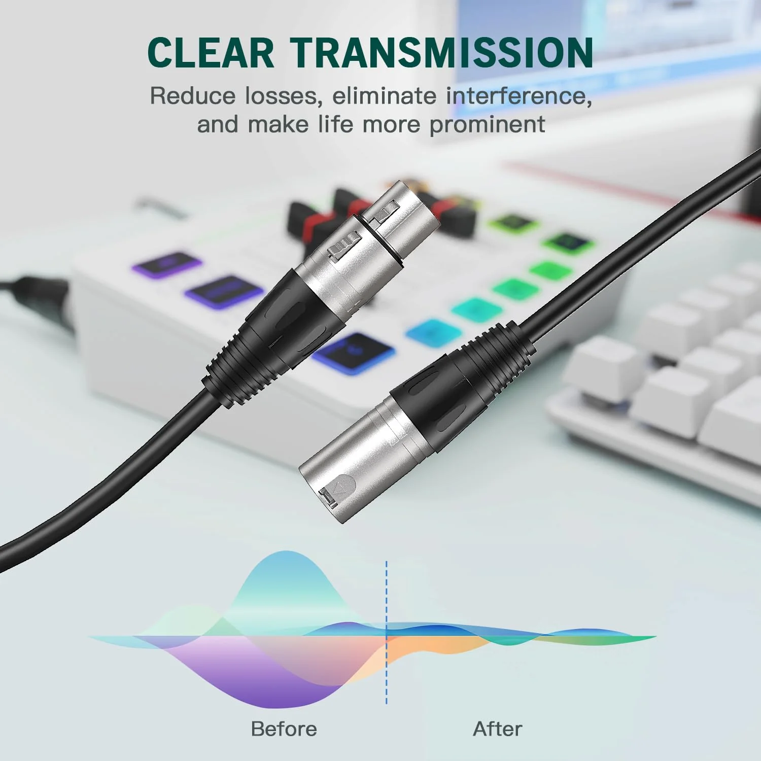 FIFINE XLR Cable, 10ft Cable with Balanced 3 PIN, XLR Male to Female Mic Audio Cord, XLR Speaker Cable, Mic Wire, Compatible with XLR Microphone for Recording Podcast Streaming, Black-L9 - Image 5