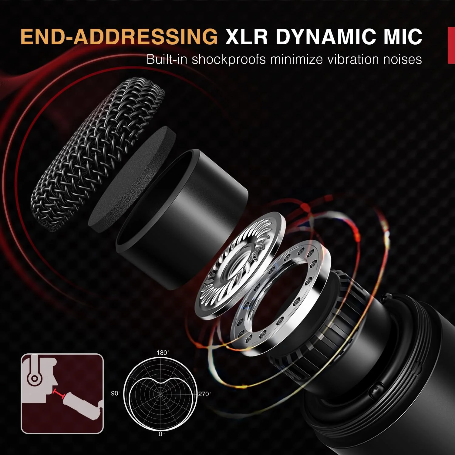 FIFINE XLR Dynamic Microphone, Vocal Podcast Microphone with Cardioid Pattern, Studio Metal Mic for Streaming Voice-Over Dubbing Video Recording, Black-K669D - Image 2