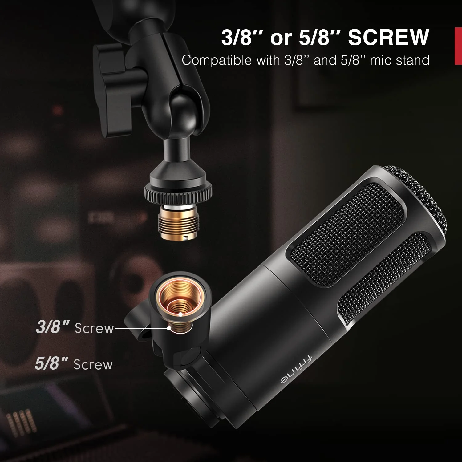 FIFINE XLR Dynamic Microphone, Vocal Podcast Microphone with Cardioid Pattern, Studio Metal Mic for Streaming Voice-Over Dubbing Video Recording, Black-K669D - Image 5