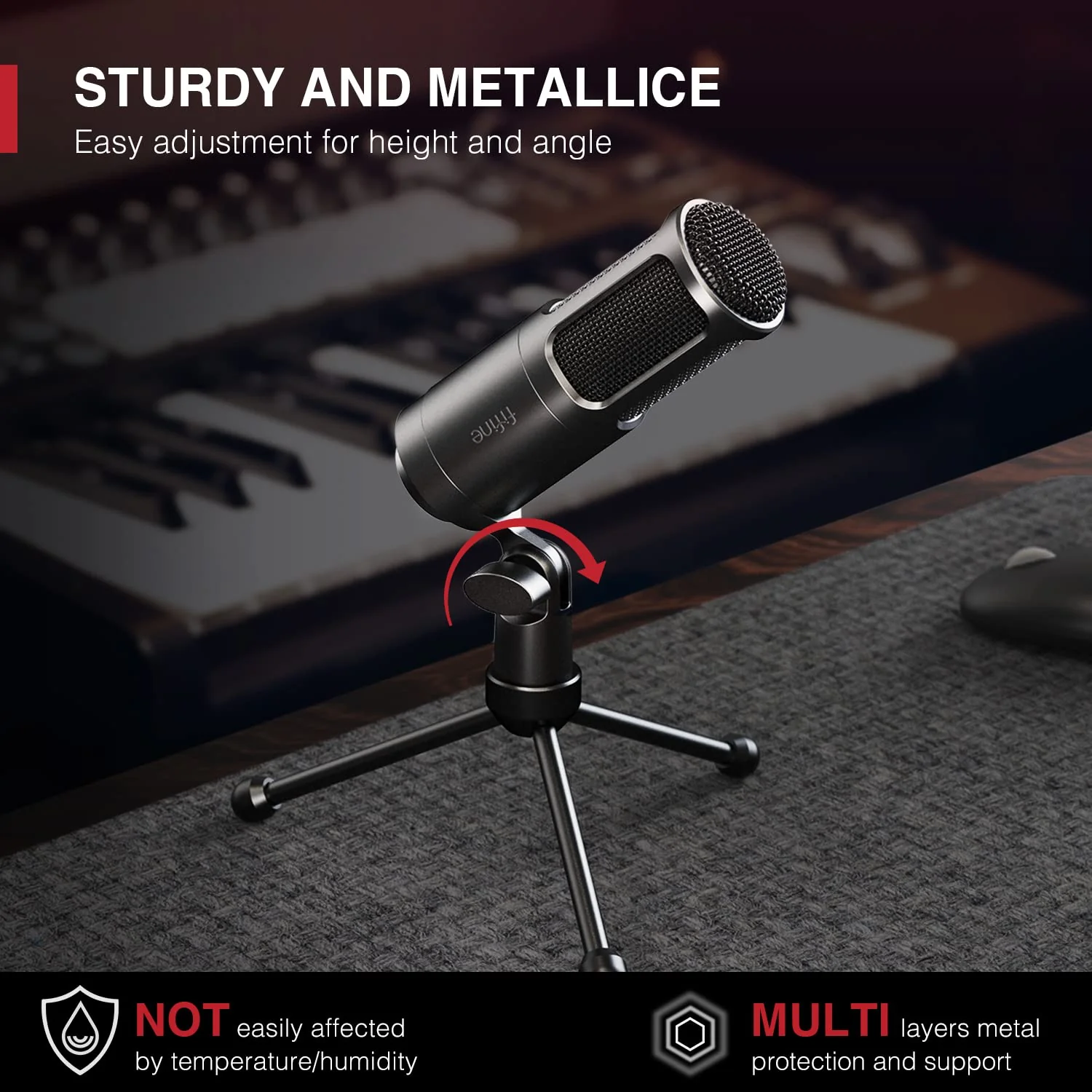 FIFINE XLR Dynamic Microphone, Vocal Podcast Microphone with Cardioid Pattern, Studio Metal Mic for Streaming Voice-Over Dubbing Video Recording, Black-K669D - Image 6