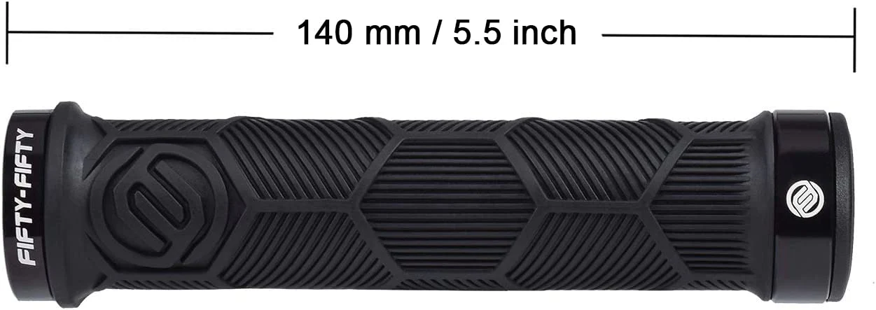 FIFTY-FIFTY Double Lock-On Mountain Bike Grips, Bicycle Handlebar Locking Grips, Non-Slip MTB Handle Black - Image 4