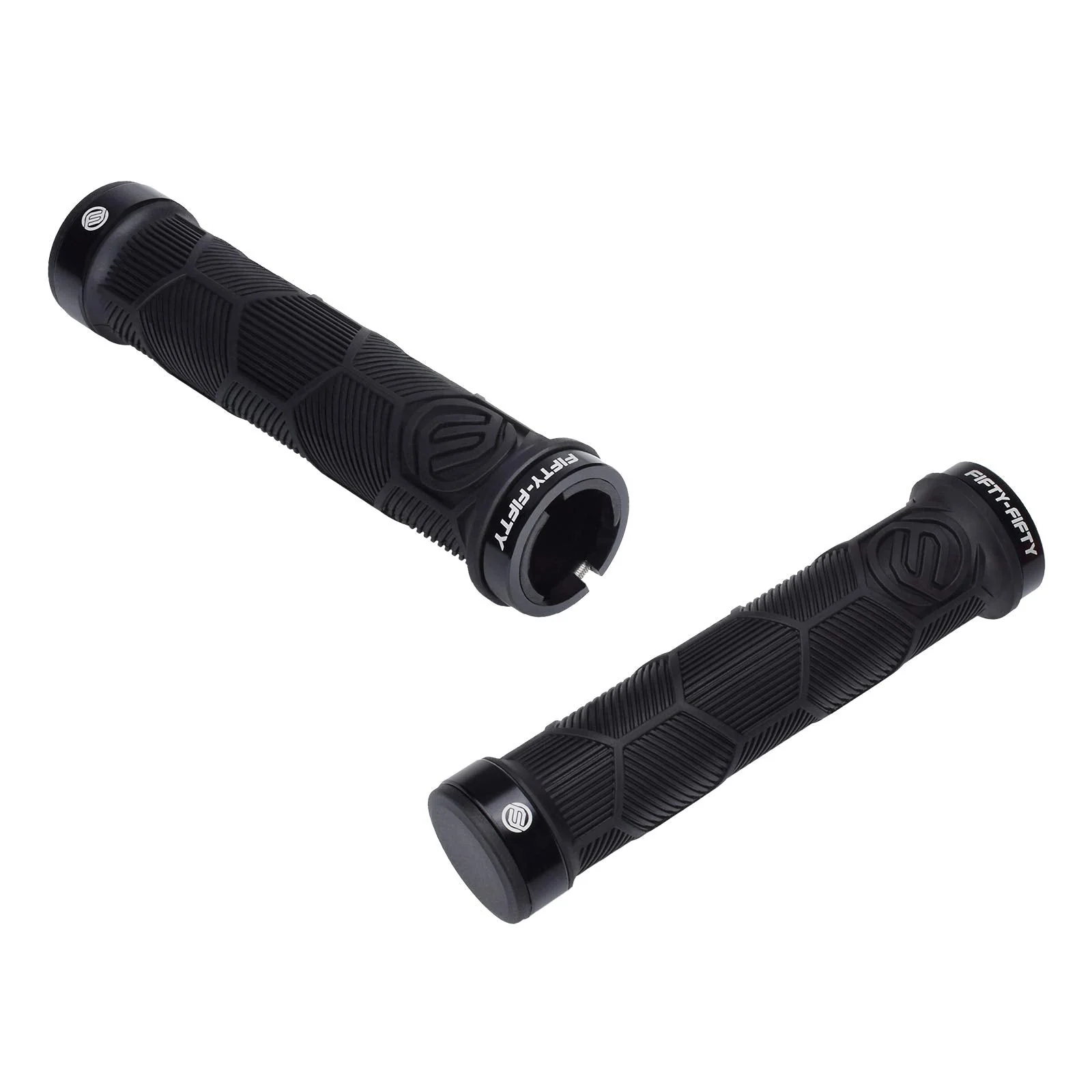 FIFTY-FIFTY Double Lock-On Mountain Bike Grips, Bicycle Handlebar Locking Grips, Non-Slip MTB Handle Black - Image 5