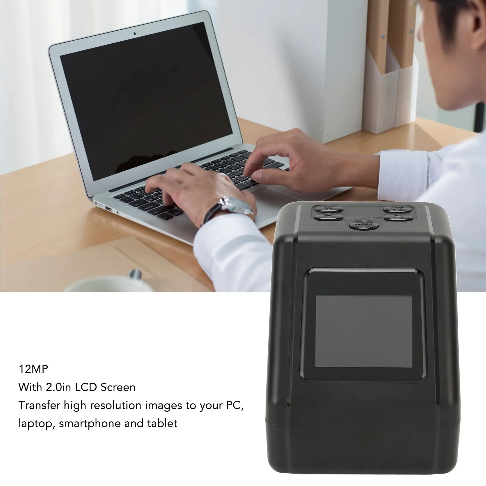 Film and Slide Scanner with Large 2inch LCD Screen, Converts 135 126 110 Films Slides to Negatives Color Black White JPG Photos, Up to 12MP Old Camera Converter - Image 4