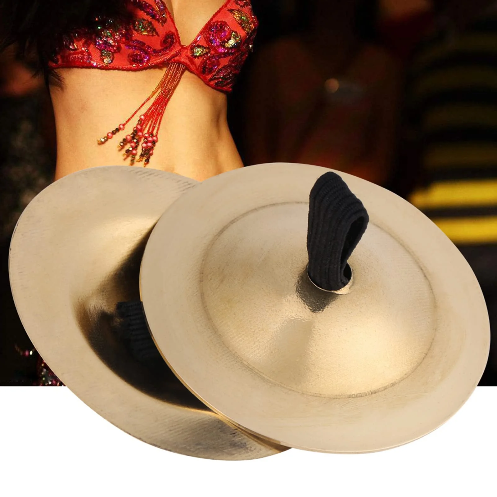 Finger Cymbals, 2pcs Belly Dance Finger Cymbals Brass Finger Dancing Zills Musical Instrument Dancing Accessory for Dancer Party, Single Hand Operation Only - Image 4