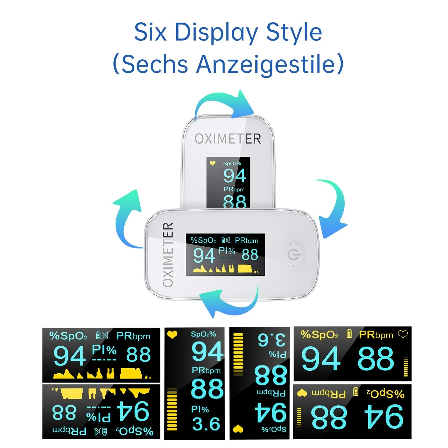 Finger Pulse Oximeter with Alarm, Ideal for Quick Oxygen Saturation (SpO2) Results, OLED Display, Simple Pulse Monitor for Adults, White YMB201 - Image 6