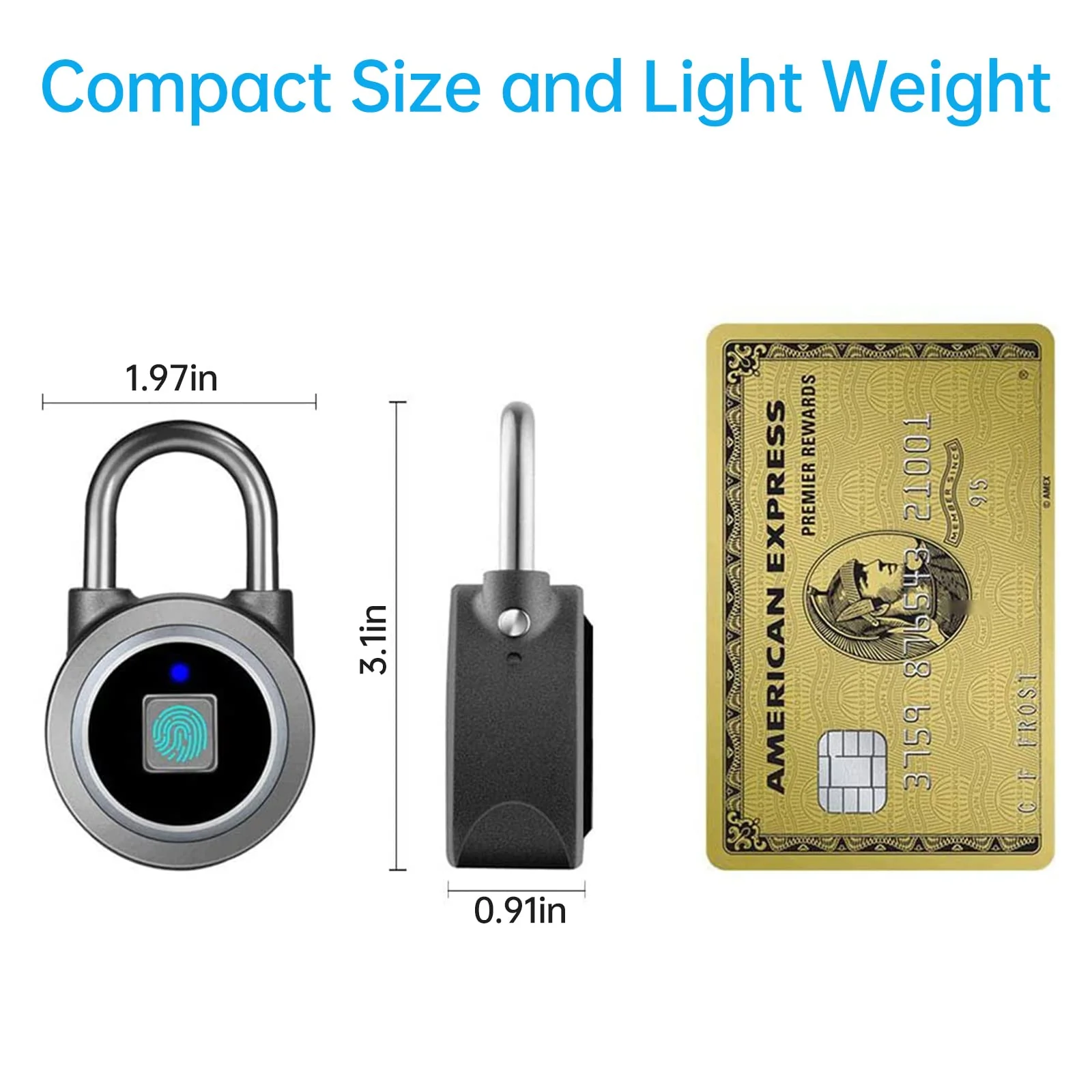 Fingerprint Padlock, Bluetooth Lock, Mobile APP, MEGAFEIS Smart Padlock with Keyless Biometric, Water Resistant, Suitable for Gym, Sports, Bike, School, Locker and Storage(Grey) Gray - Image 6