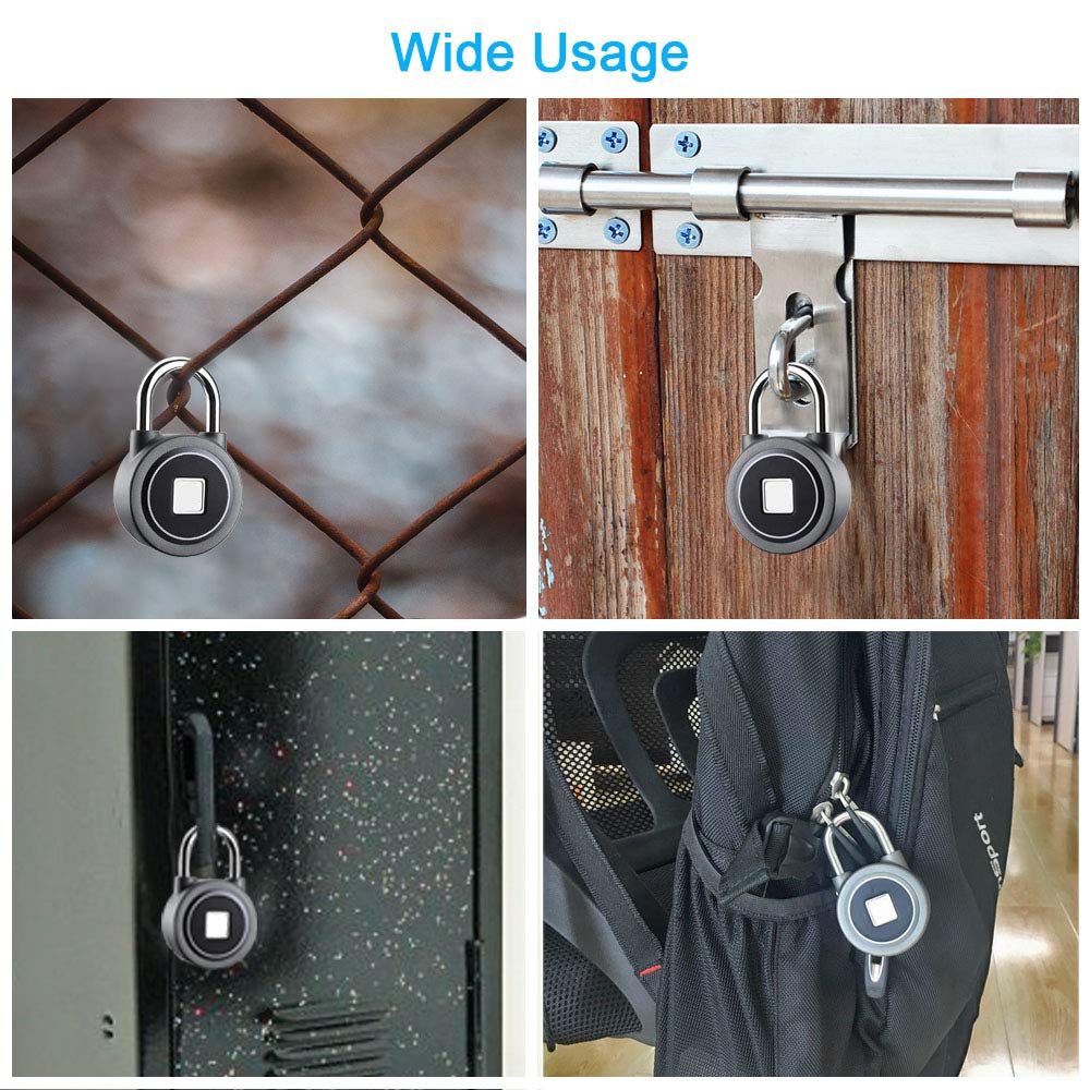 Fingerprint Padlock, Bluetooth Lock, Mobile APP, MEGAFEIS Smart Padlock with Keyless Biometric, Water Resistant, Suitable for Gym, Sports, Bike, School, Locker and Storage(Grey) Gray - Image 7