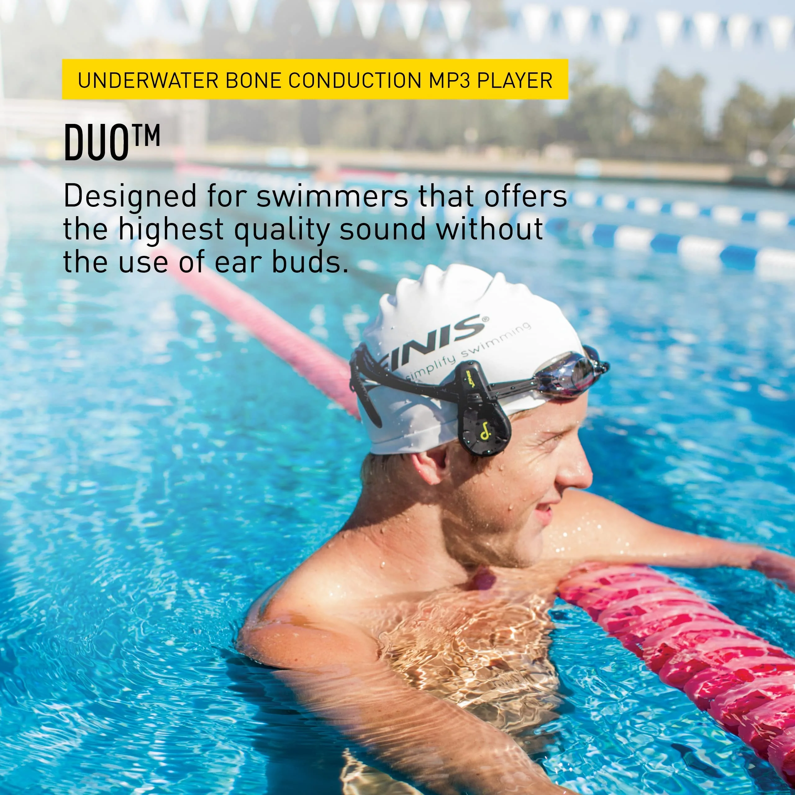FINIS Duo - High-Quality Underwater MP3 Player - Waterproof Bone Conduction Swimming Headphones for the Pool - Great Addition to Pool and Swimming Accessories - Supports MP3 and WMA files Black/Acid Green - Image 3