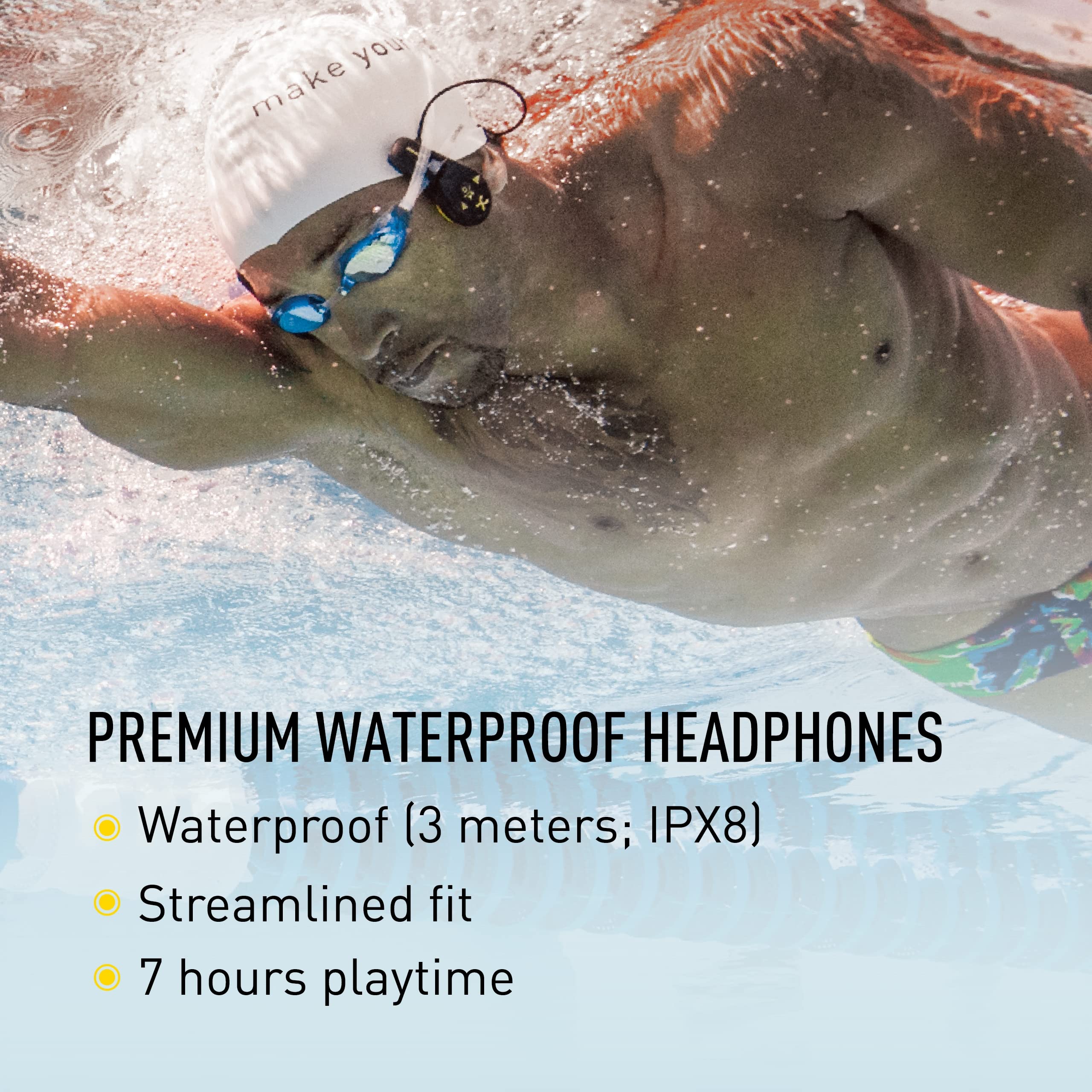 FINIS Duo - High-Quality Underwater MP3 Player - Waterproof Bone Conduction Swimming Headphones for the Pool - Great Addition to Pool and Swimming Accessories - Supports MP3 and WMA files Black/Acid Green - Image 4