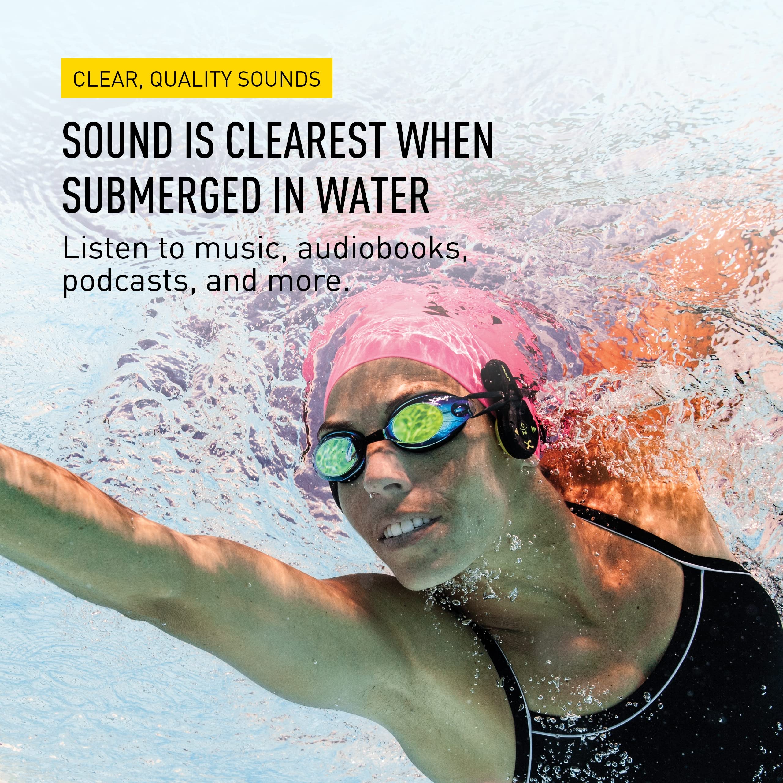 FINIS Duo - High-Quality Underwater MP3 Player - Waterproof Bone Conduction Swimming Headphones for the Pool - Great Addition to Pool and Swimming Accessories - Supports MP3 and WMA files Black/Acid Green - Image 6