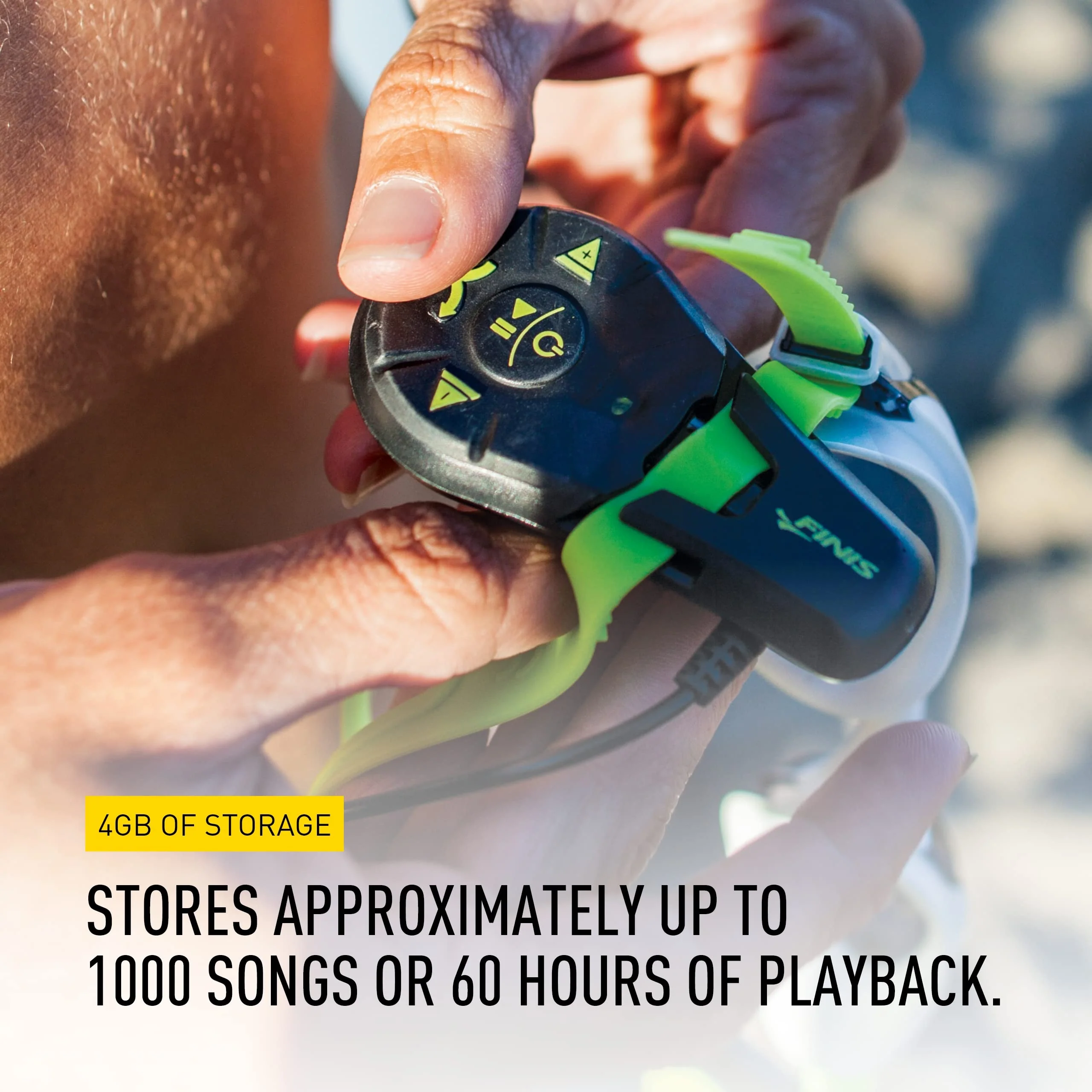 FINIS Duo - High-Quality Underwater MP3 Player - Waterproof Bone Conduction Swimming Headphones for the Pool - Great Addition to Pool and Swimming Accessories - Supports MP3 and WMA files Black/Acid Green - Image 7