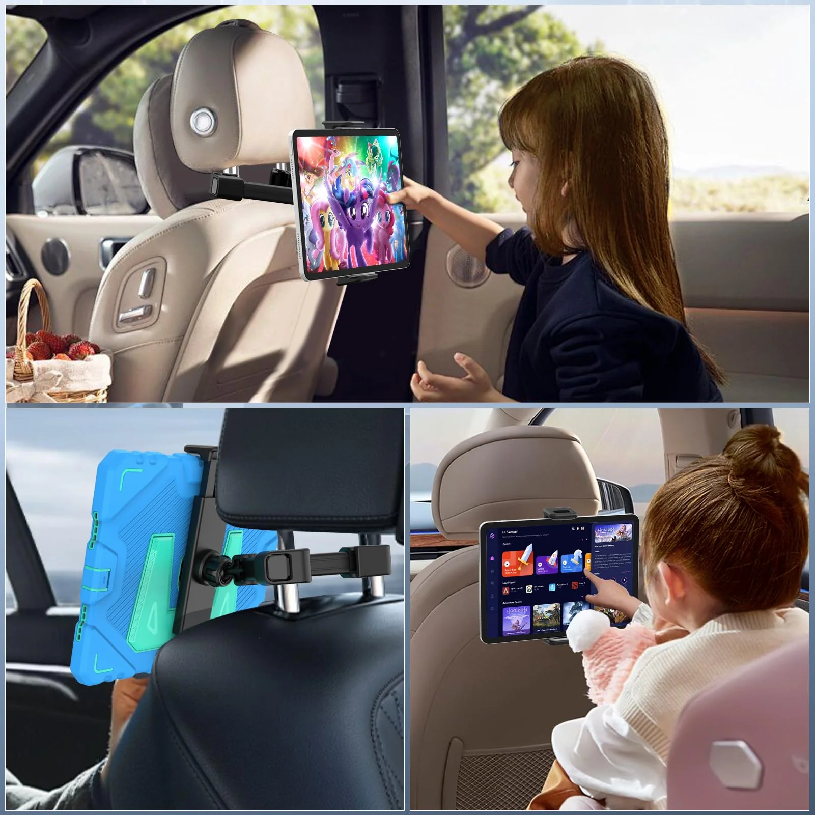 Fintie Car Headrest Tablet Holder - [360° Rotating] Adjustable Mount for iPad, Road Trip Essentials for Kids Adults Fits for iPad Pro, Air, Mini, iPhone, Galaxy Tab, 6-13" Devices, Black - Image 5