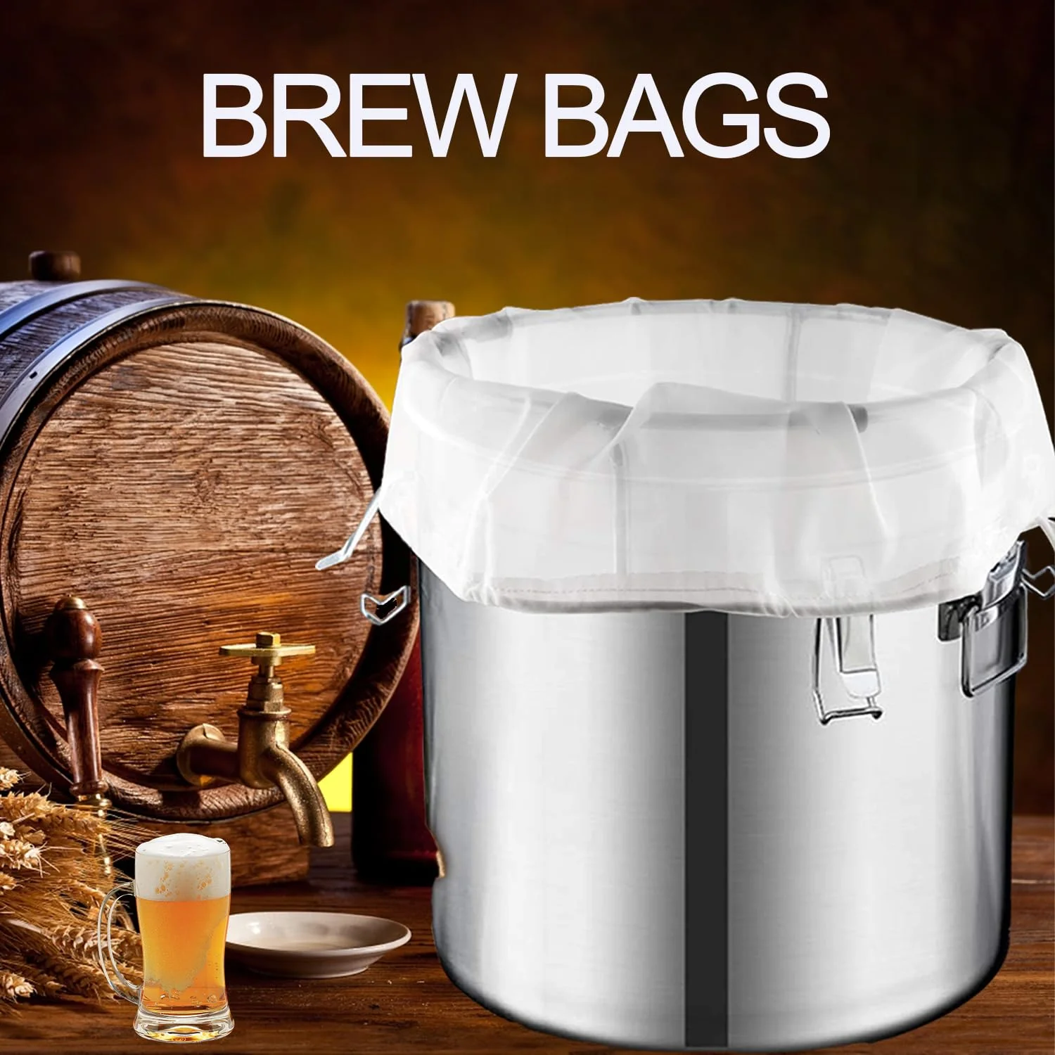 Firavggu Pack of 3 Filter Bags Strainer Bags 200 Micro Press Bags 20 x 30 cm / 30 x 45 cm Brew Bag Nylon Hop Filter Beer White Press Bag Filter Cloth Squeezing Cloth Nut Milk Bag for Fruit Press Wine 200 Micro/ 20*30cm/30*45cm - Image 5