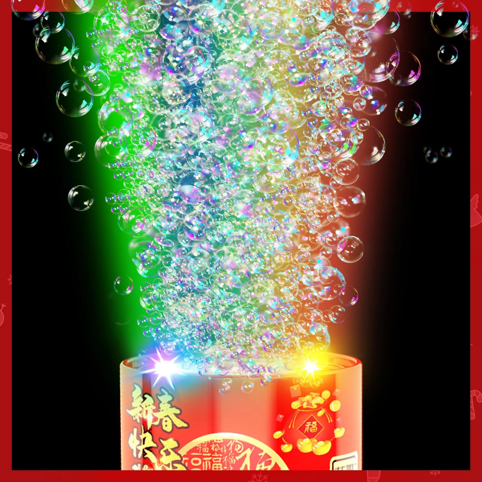 Fireworks Bubble Machine (13 Holes) with Dazzling RGB LED Lights, Automatic Sparklers Bubbles Toy, Bubble Blower for Kids Toddlers, Party Birthday Wedding Christmas Chinese New Year Decorations 13 Holes With 80ml Bubble Solution - Image 5