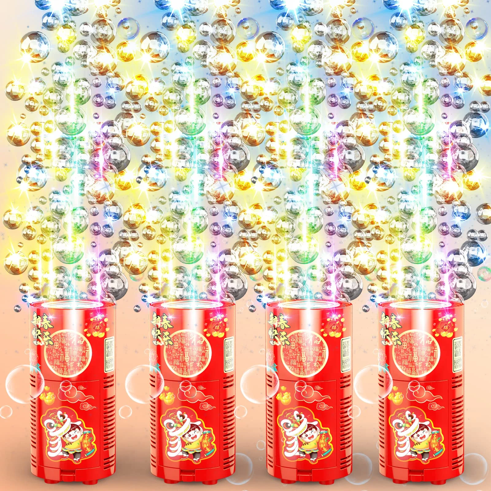 Fireworks Bubble Machine with 80ml Bubble Solution, Portable Automatic Bubble Machine with Lights and Closeable Music, Bubble Maker Toys for Kids Outside Activities Parties Wedding Christmas 1pcs - Image 6