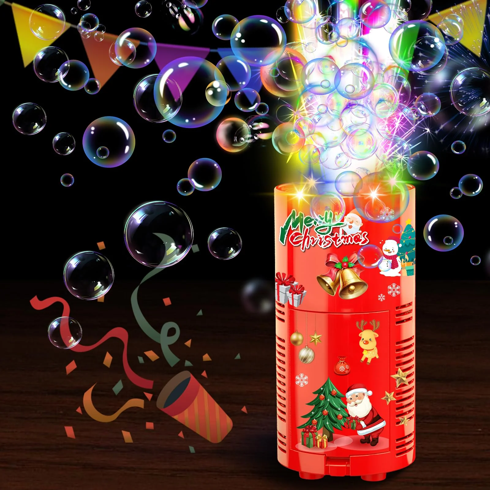 Fireworks Bubble Machine with Lights for Party (13 Holes), Firework Bubble Machine, Kids Bubble Machine with Closeable Sound, Party, Christmas, Chinese New Year 13 Holes - Image 2