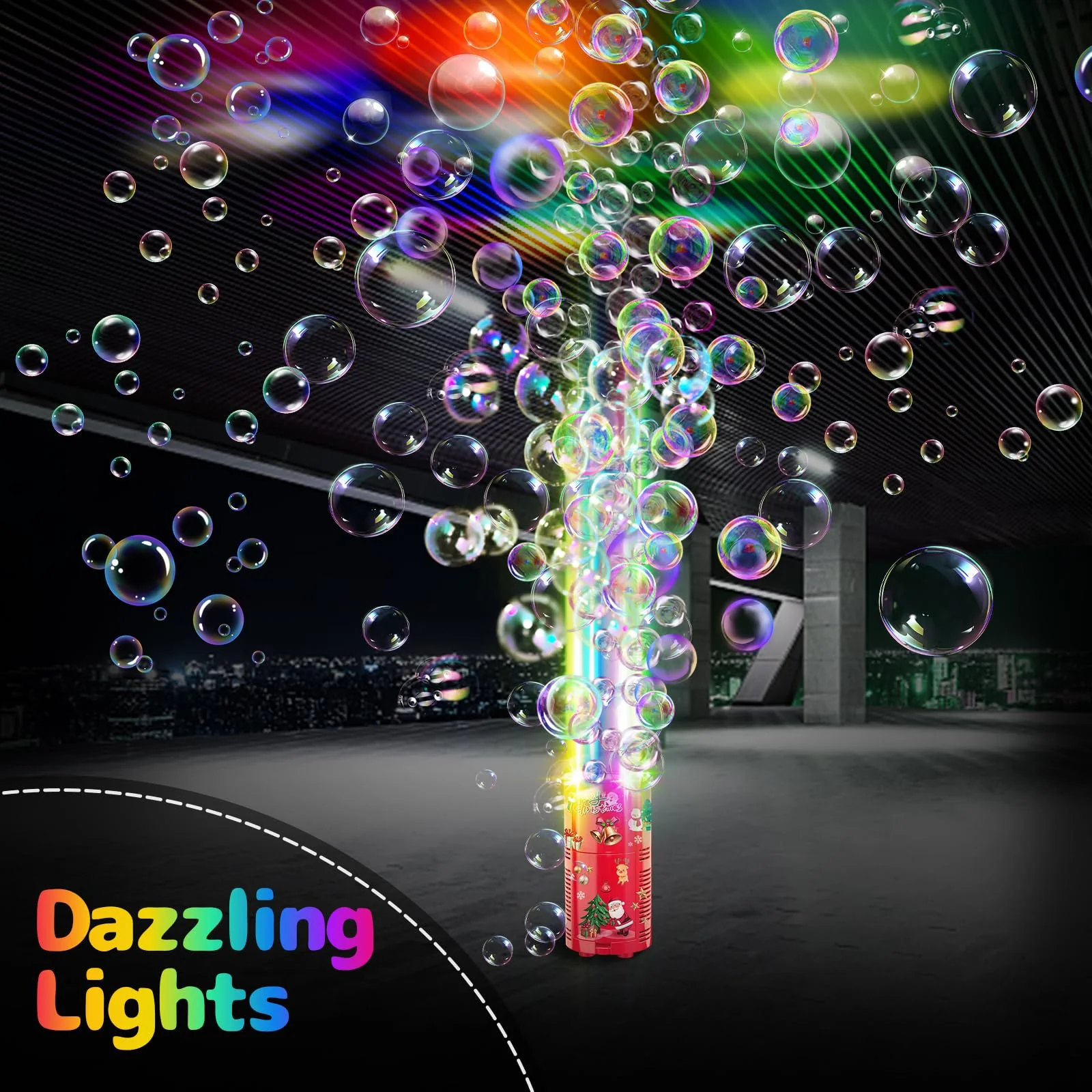 Fireworks Bubble Machine with Lights for Party (13 Holes), Firework Bubble Machine, Kids Bubble Machine with Closeable Sound, Party, Christmas, Chinese New Year 13 Holes - Image 5
