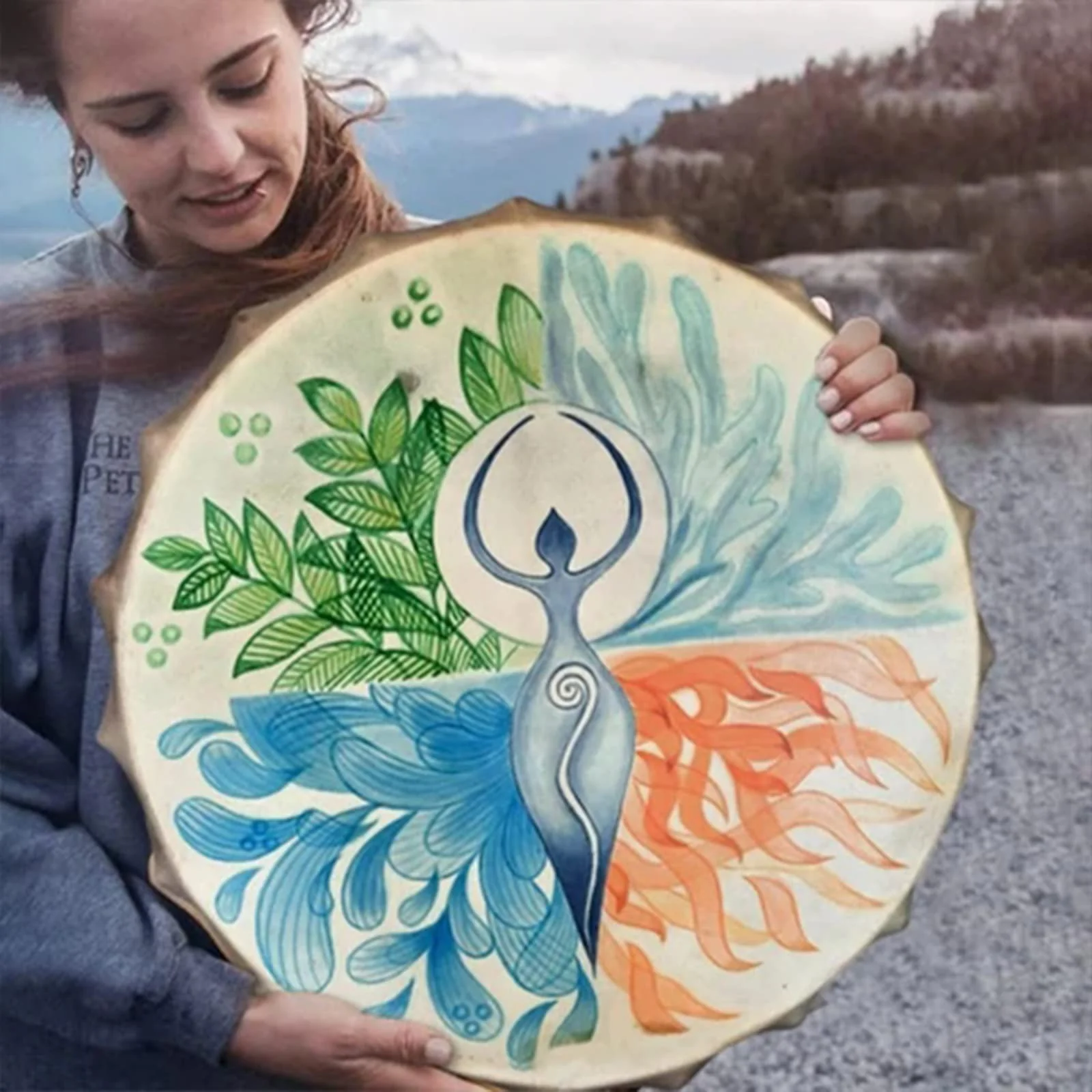 Firlar Shaman Drum,10 Inch Shaman Hand Drum With Drum Stick, Instrumental Shaman Alchemy Moon Drum, Sound Healer Shaman Drum For Spiritual Music, Reflection And Meditation - Image 2