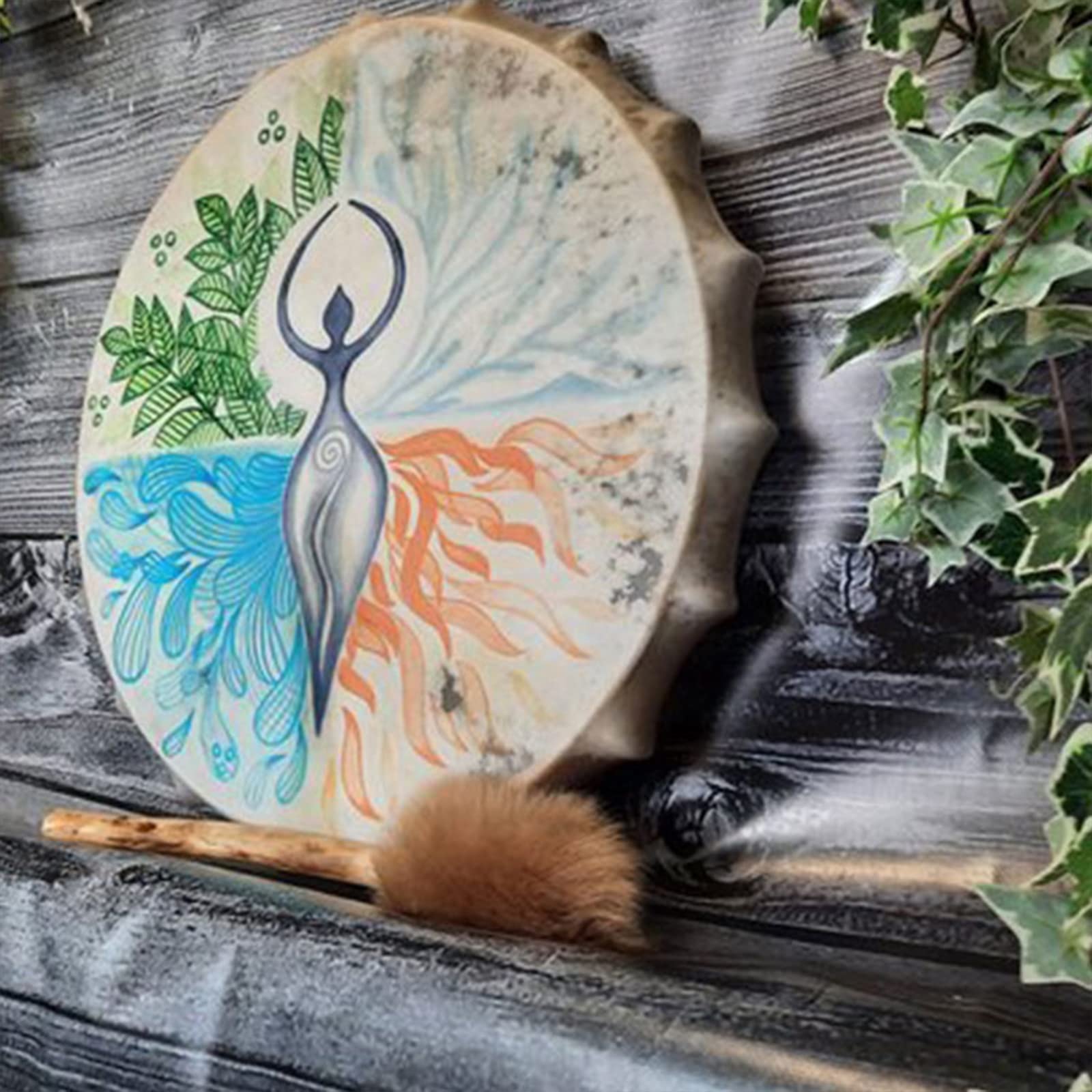 Firlar Shaman Drum,10 Inch Shaman Hand Drum With Drum Stick, Instrumental Shaman Alchemy Moon Drum, Sound Healer Shaman Drum For Spiritual Music, Reflection And Meditation - Image 3
