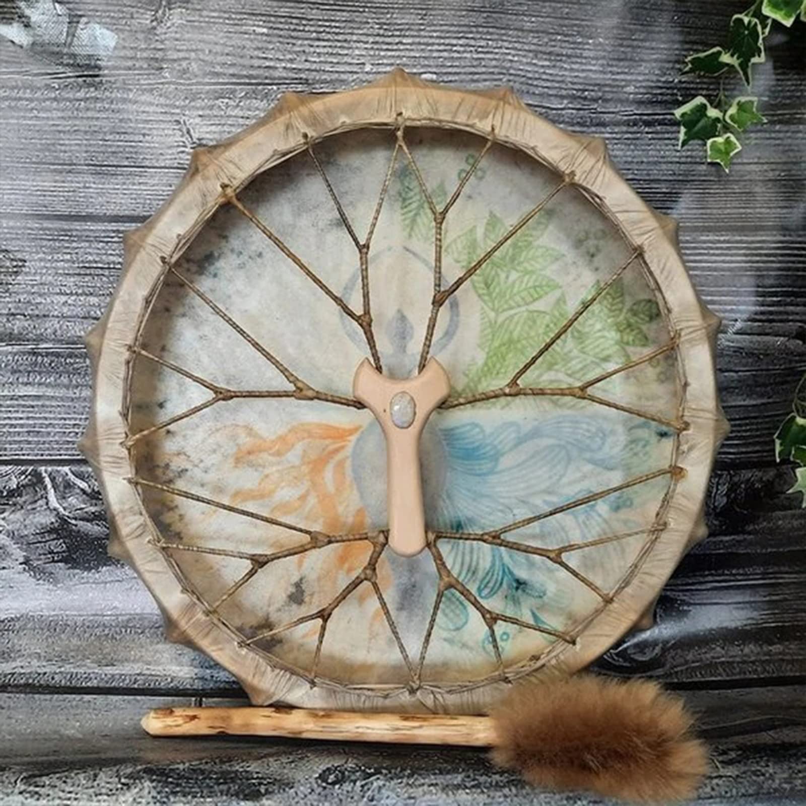 Firlar Shaman Drum,10 Inch Shaman Hand Drum With Drum Stick, Instrumental Shaman Alchemy Moon Drum, Sound Healer Shaman Drum For Spiritual Music, Reflection And Meditation - Image 4