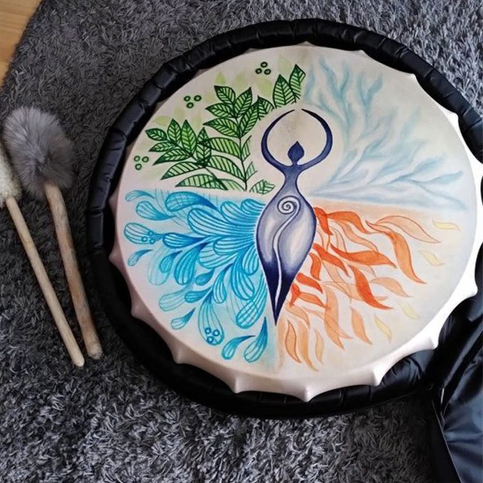 Firlar Shaman Drum,10 Inch Shaman Hand Drum With Drum Stick, Instrumental Shaman Alchemy Moon Drum, Sound Healer Shaman Drum For Spiritual Music, Reflection And Meditation - Image 5