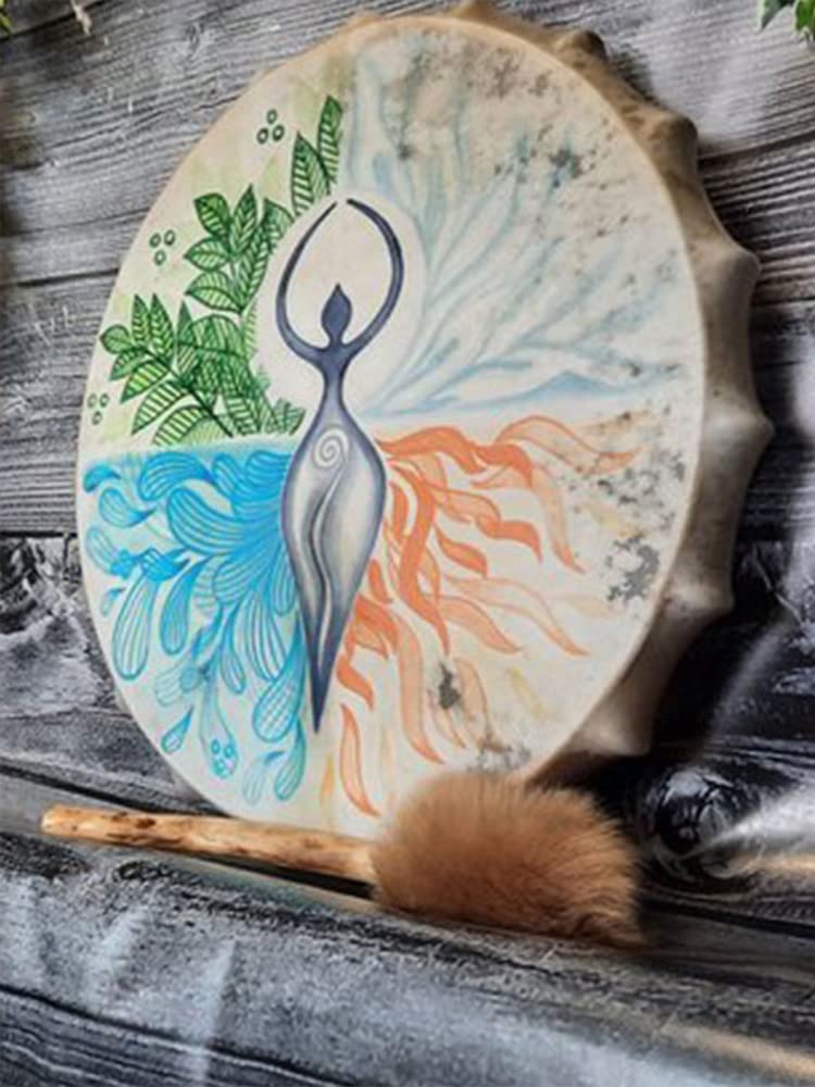 Firlar Shaman Drum,10 Inch Shaman Hand Drum With Drum Stick, Instrumental Shaman Alchemy Moon Drum, Sound Healer Shaman Drum For Spiritual Music, Reflection And Meditation - Image 8